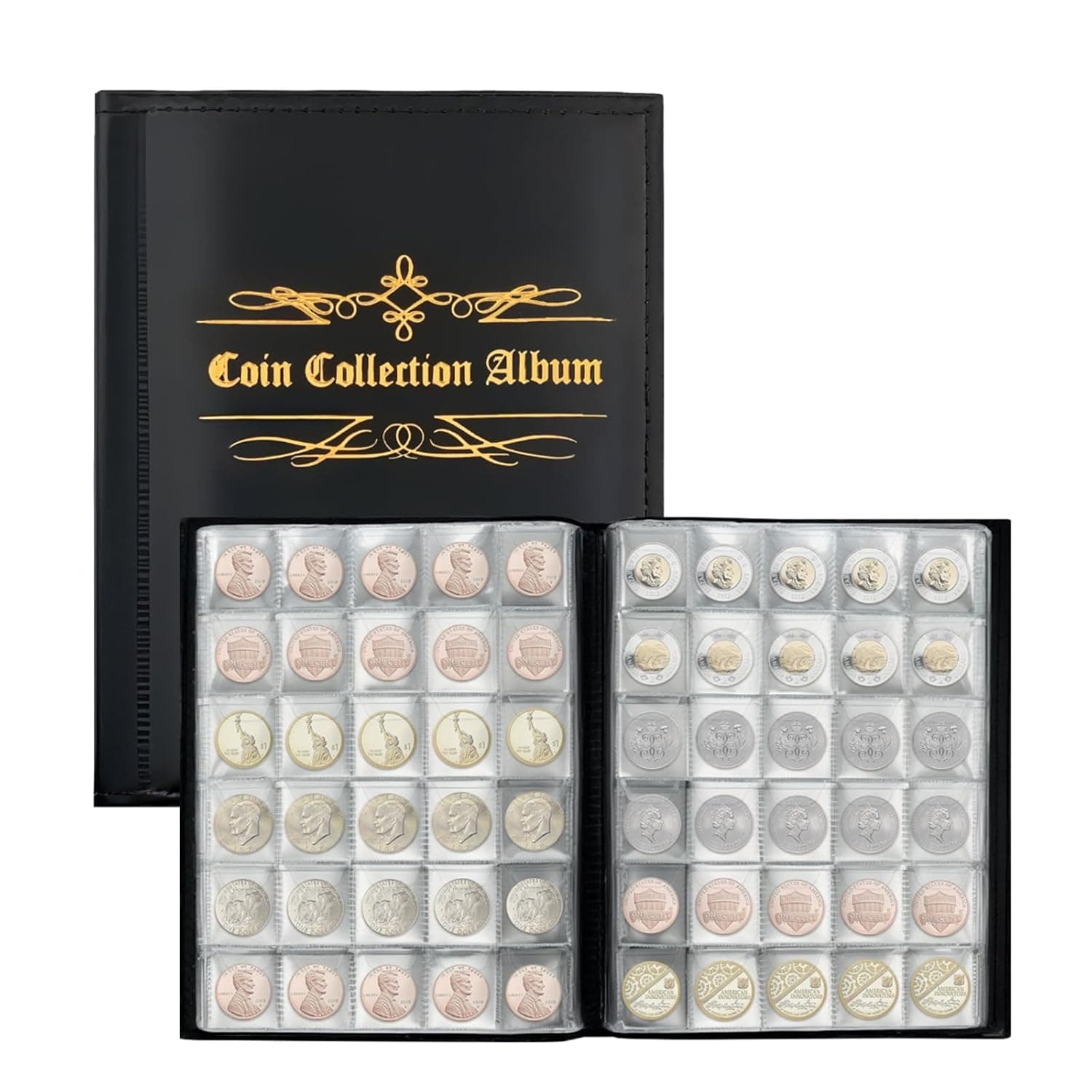 Coin Collection 2 Euro Coin Collecting Album: 480 Pieces Coin Album Coin Storage for Collectors - 25 mm Coin Album Coin Collection Album