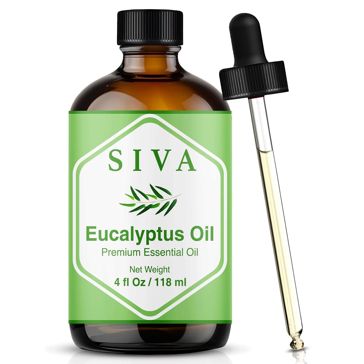 SIVA ORGANICS Eucalyptus Essential Oil - 4 Fl Oz – Natural Eucalyptus Oil - for Diffuser, Face, Skin Care, Aromatherapy, Hair Care, Scalp and Body Massage - with Dropper | Eucalyptus Oil for Diffuser, Humidifier, Sauna, Spa, Steam Room, Shower, Skin Care, Soap Making, Candle Making & DIY Projects