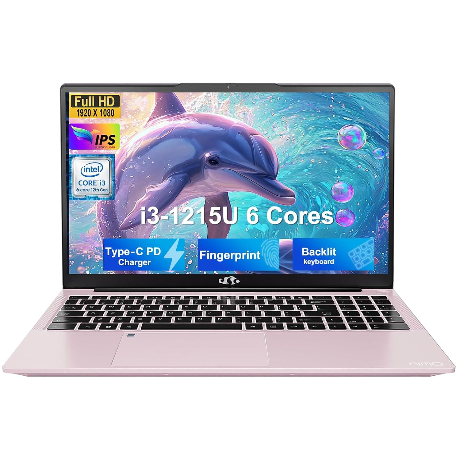 NIMO 17.3" IPS FHD-Laptop, Intel 6 Cores i3-1215U 32GB RAM 1TB SSD (Beat Ryzen 5 7520U, Up to 4.4GHz) Computer with 65W GaN Type C Backlit Keyboard Fingerprint, for Home Student and Business