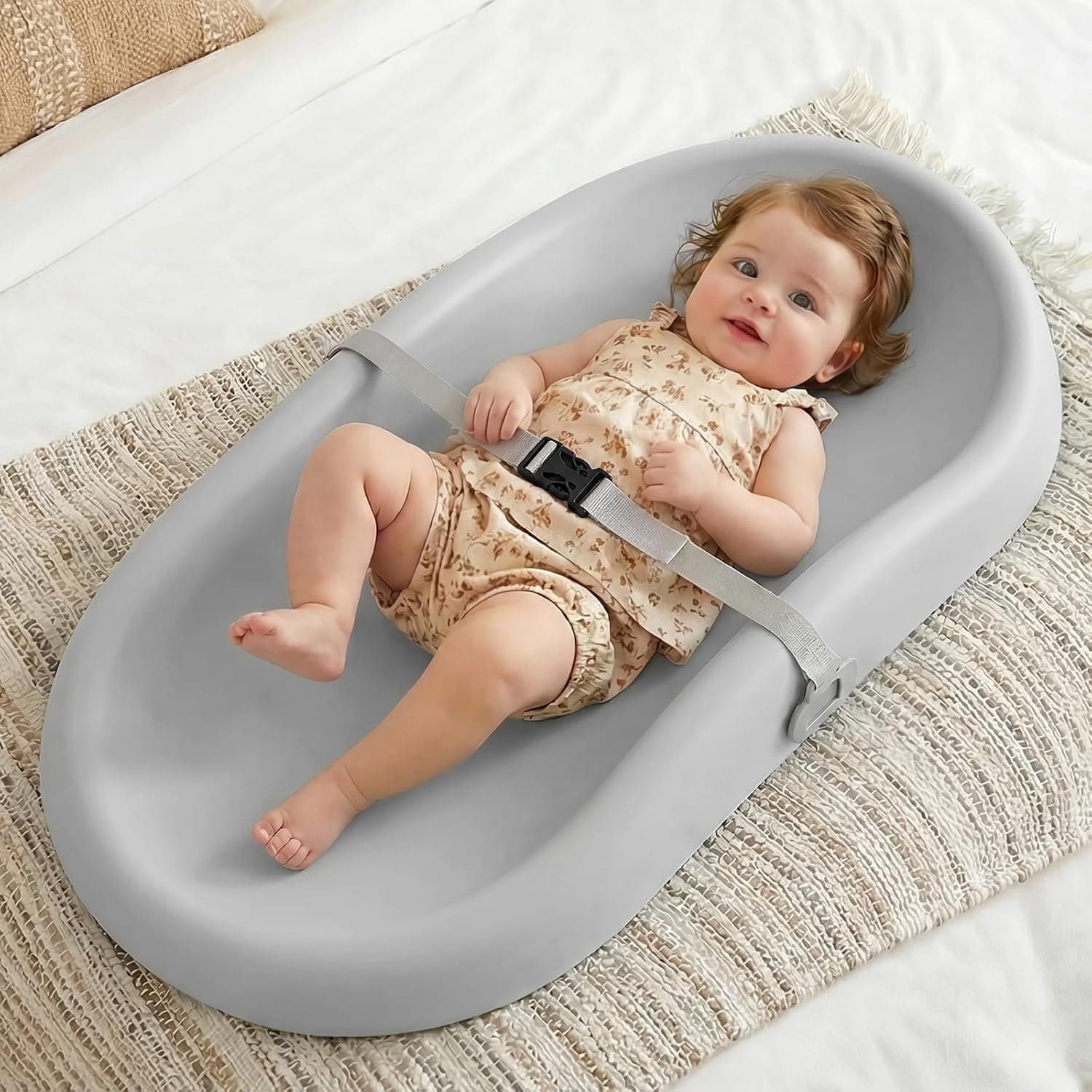 Wipe-Clean Changing Pad, Waterproof & Wipeable, Soft & Non-Slip Diaper Adjustable Safety Belt, Changing Pad for Dresser, Changing Table