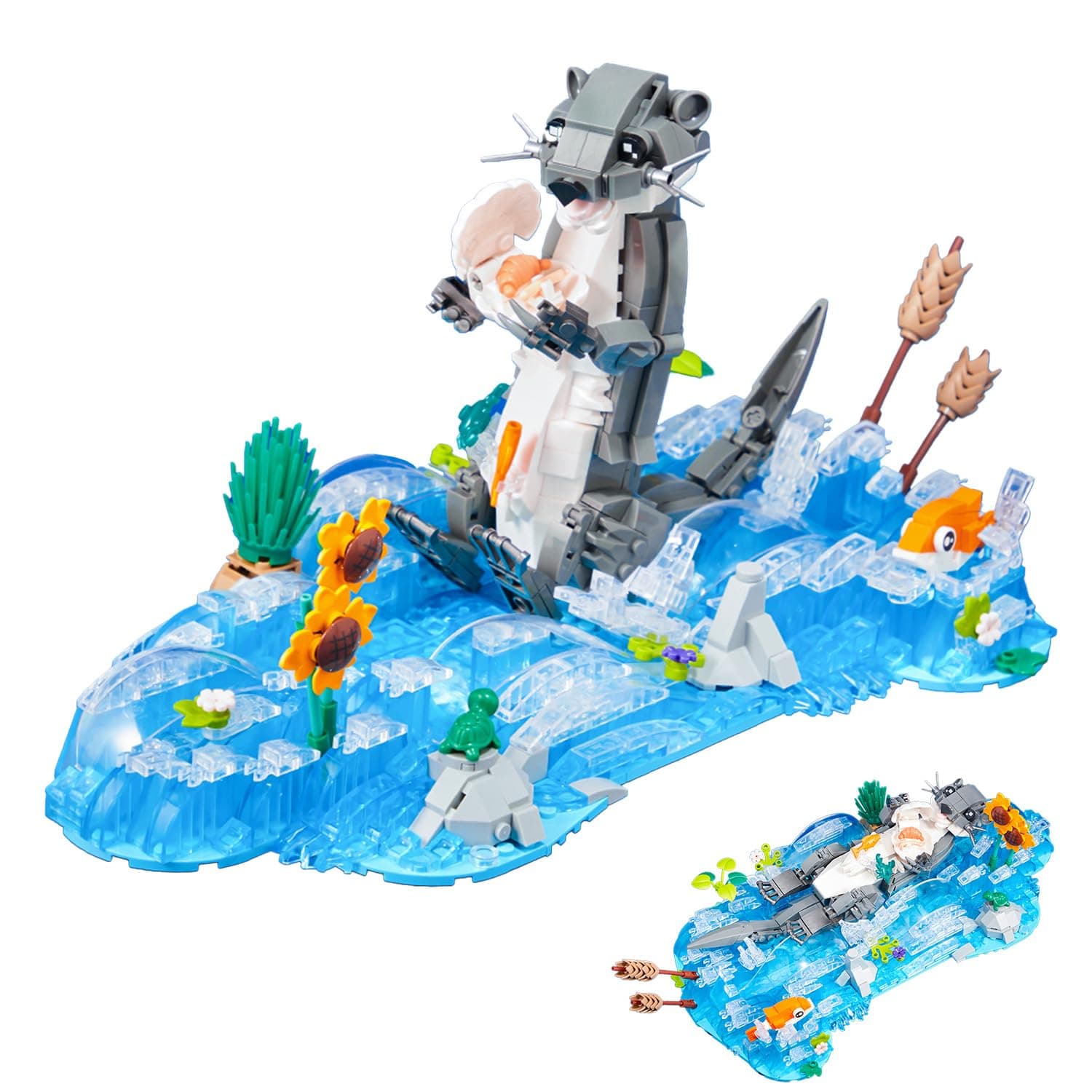 Naughty Otter Construction Set – 936 Pieces with Otter, Sunflower, Minnow & Seashell, Creative Toy for 8+ Years Old Children