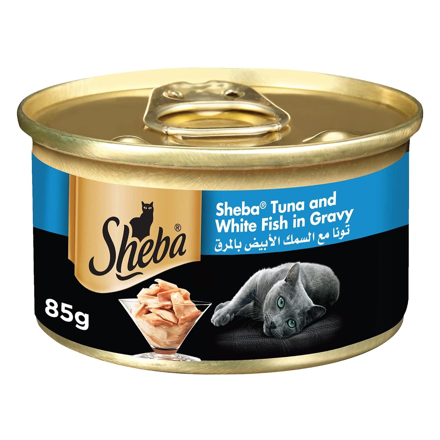 Sheba Tuna Canned Wet Cat Food with Whitefish in Gravy, Made with Natural Ingredients Plus Essential Vitamins and Minerals, This Wet Food Made with Grain Free Formula Suitable for Sensitive Cats 85g