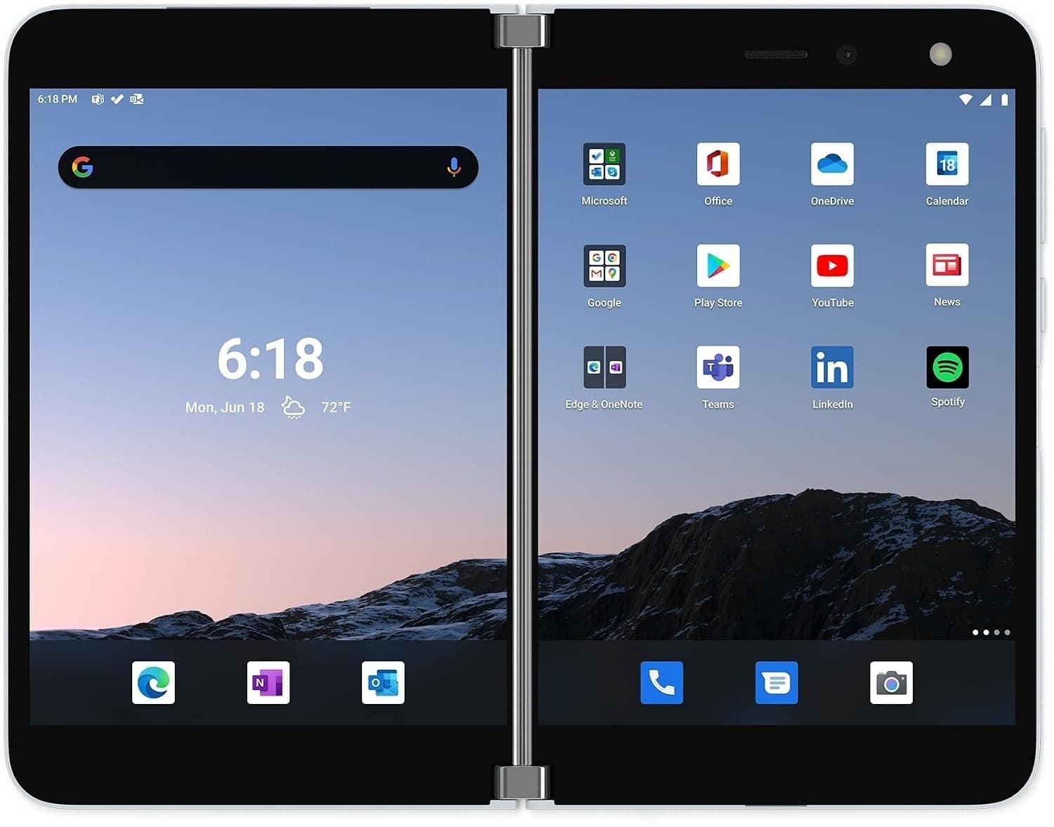 Microsoft Surface Duo DUAL-SIM 128GB ROM + 6GB RAM (GSM Only|No CDMA) Factory Unlocked 4G/LTE Smartphone (Glacier) - International Version