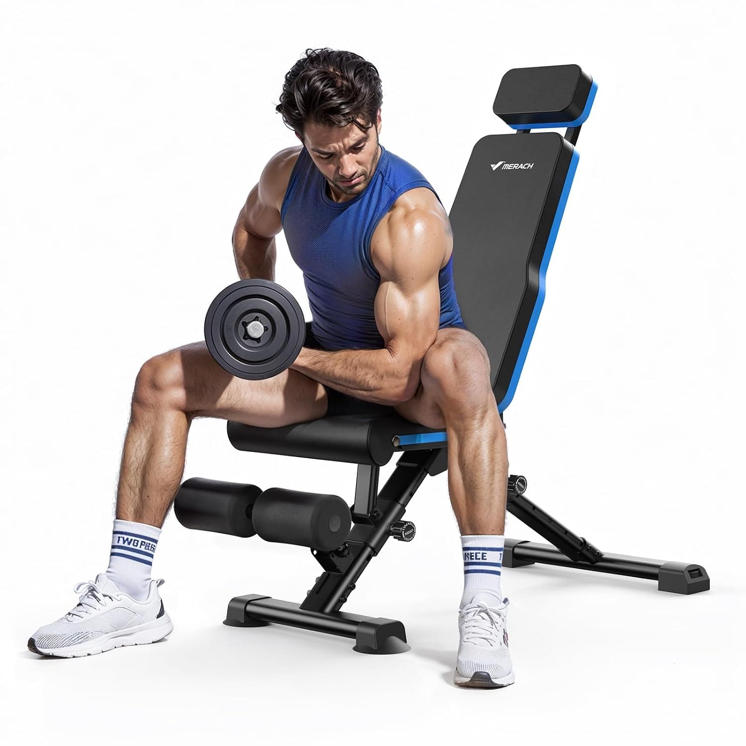 MERACH Adjustable Gym Bench Strength Training بنش Weight Bench Press, 450KGبنش رياضي Folding Multi Station كرسي تمارين Home Gym Equipment اجهزه رياضيه تمارين, ادوات رياضيه Exercise&Fitness Equipment