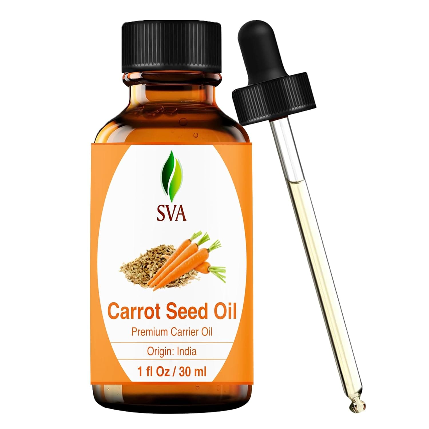 SVA Organics Carrot Seed Oil 30 ml (1 Oz)- 100% Pure Natural Premium - Therapeutic Grade for Wrinkles free Skin, Skin Rejuvenation, Best for Healthy thick Hair