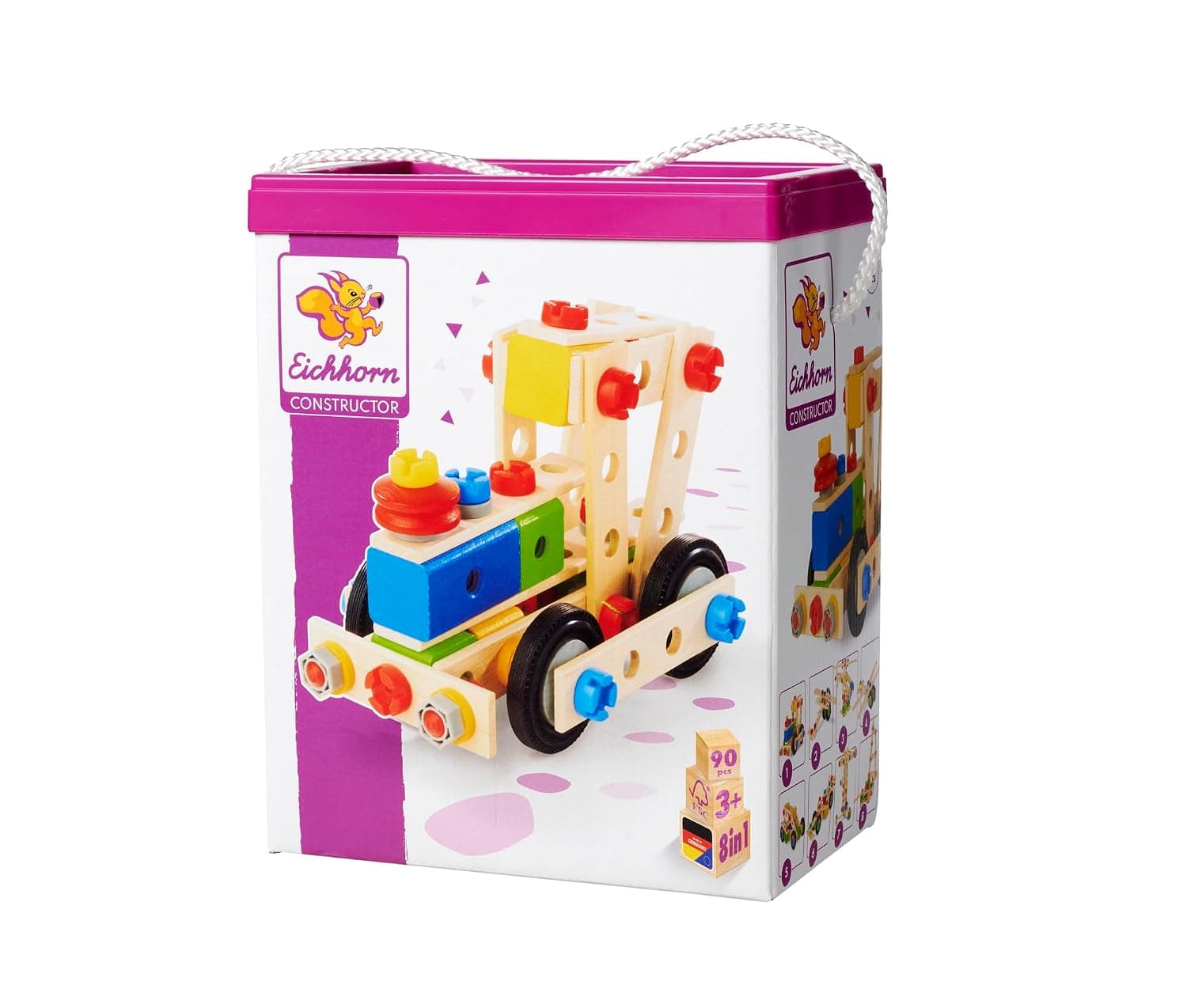 Eichhorn - Constructor locomotive, 8 different model variants, construction toy with 90 pieces, versatile wooden toy, 100% FSC certified beech wood, from 3 years