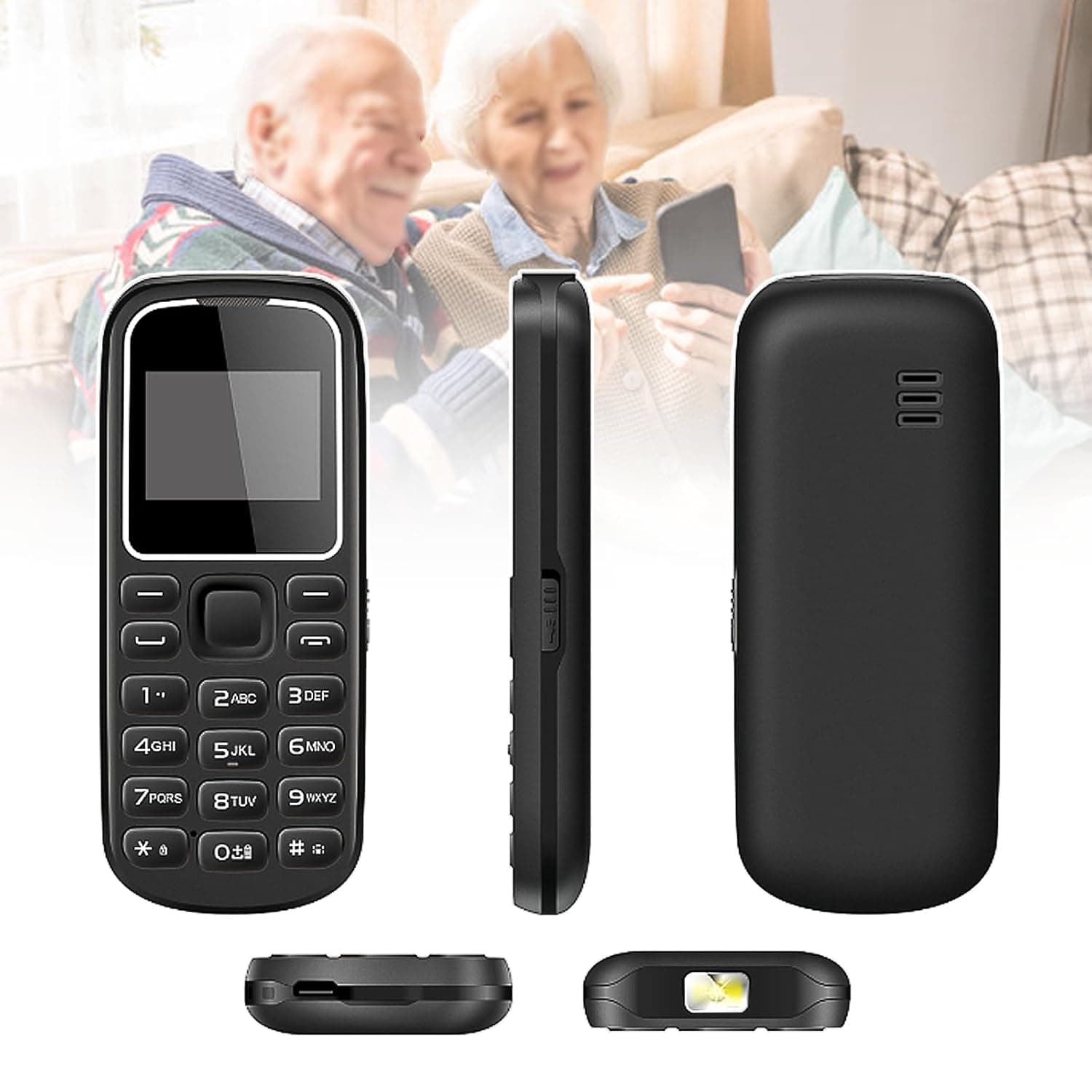 Basic Mobile Phones for the Elderly and Kids, Unlocked Dumb Phones, Cell Phones Without Internet - with Big Buttons, MP3, MP4, Camera, Flashlight, SOS,Black