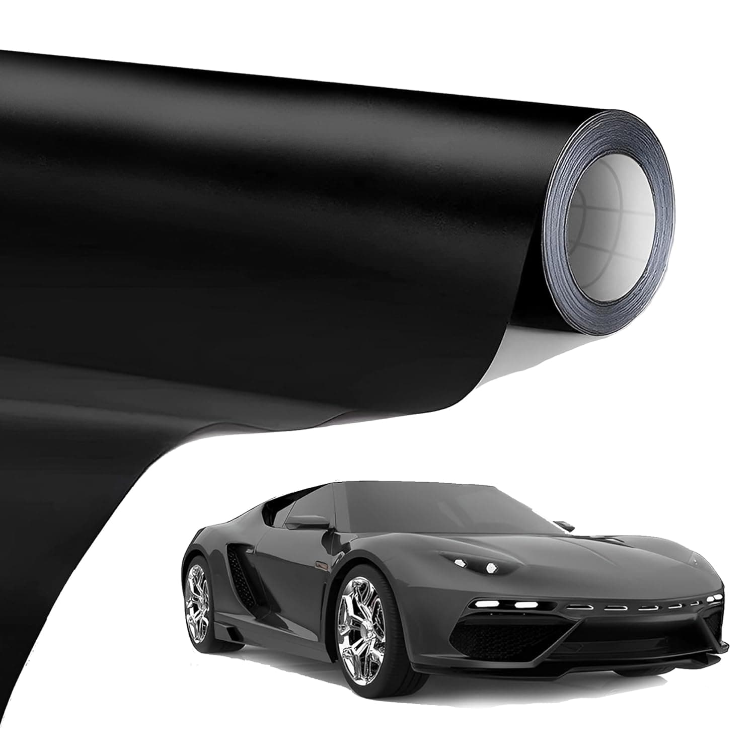 Matte Black Car Vinyl Wrap Vehicle Wrap Vinyl Roll with Bubble Free Air Release Technology, Lypumso Self Adhesive Automotive Vinyl Wrap (Matte Black, 1ft x 5ft)