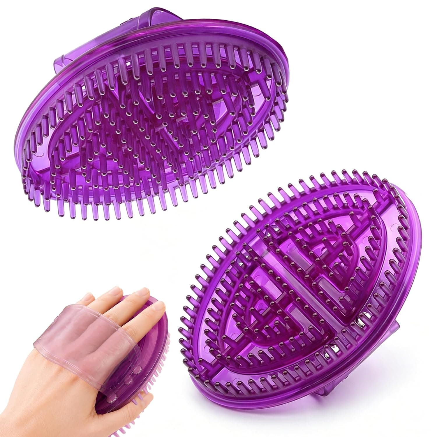 Set of 2 Silicone Body Massage Brush, Body Massage Brush with Ergonomic Handle, Hand Scrubber for Muscle Relaxation, Body Care, Face and Relaxation Set