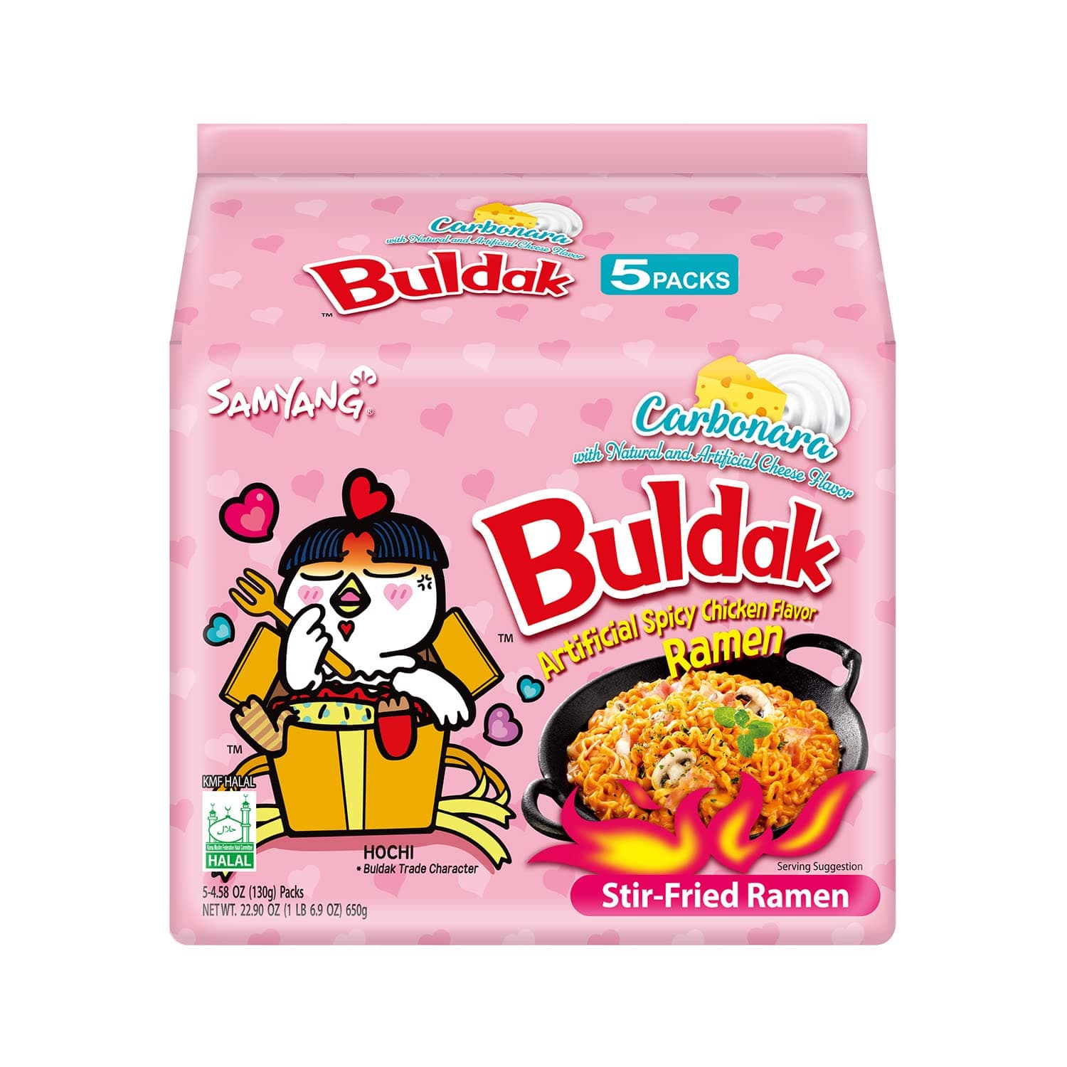 SAMYANG Buldak Hot Chicken Flavor Ramen Carbonara Instant Noodles 130 g, 5-Pack