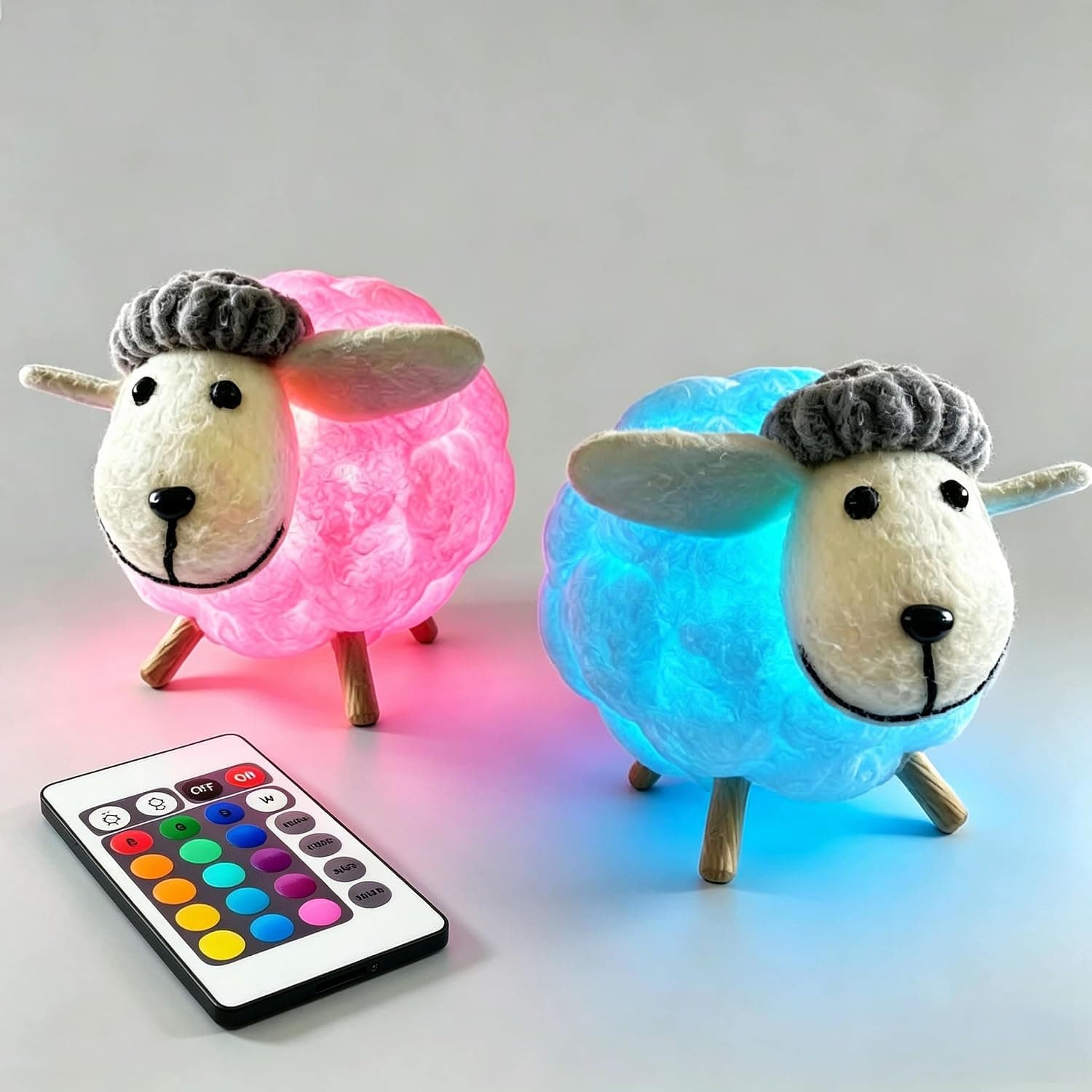 Small 3D Cute Lamb NightLight,RGB 8 Colors Changing LED Night Lamp with Remote & Touch Control,Dimmable Eye-Friendly,Rechargeable Wireless Nursery Nightlight for Kids Bedroom Decor Birthday Christmas