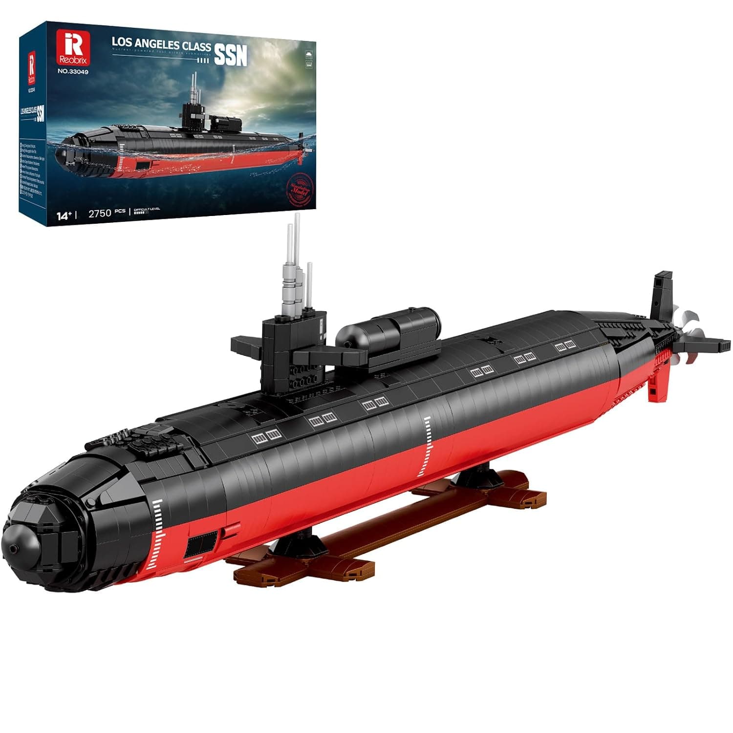 Reobrix Nuclear Submarine Construction Toy for Adults, 1:125 Military Los Angeles Class SSN Watercraft Model 33049, Display Decoration Home Decor Toy Gifts for 14+ (2988 Pieces)