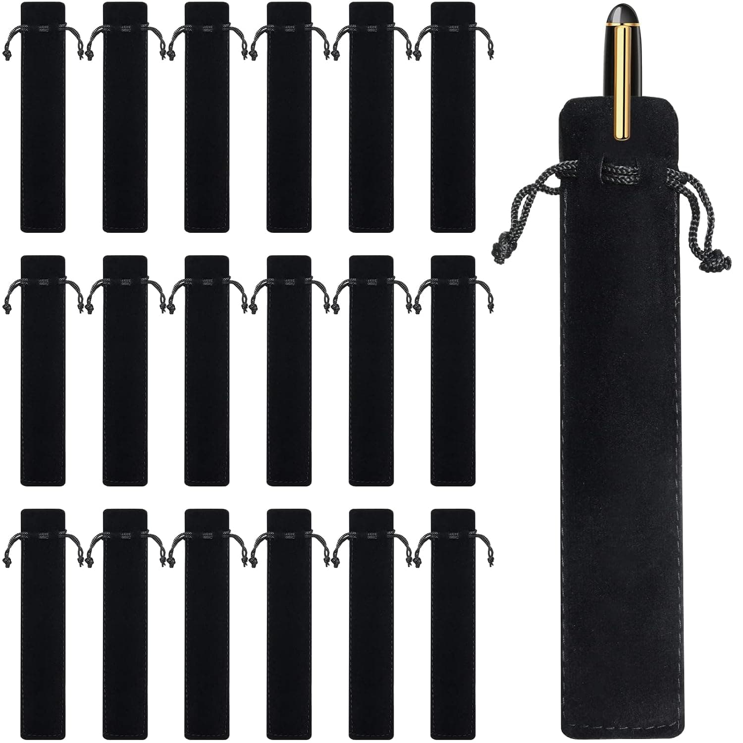 100 Pieces Velvet Pen Pouch Black Drawstring Pen Bag Black Pencil Case Pen Bag Soft Single Pen Sleeve Holder Home Decor Products for Student Adult Gifts School Office Business Supplies (100 Pieces)