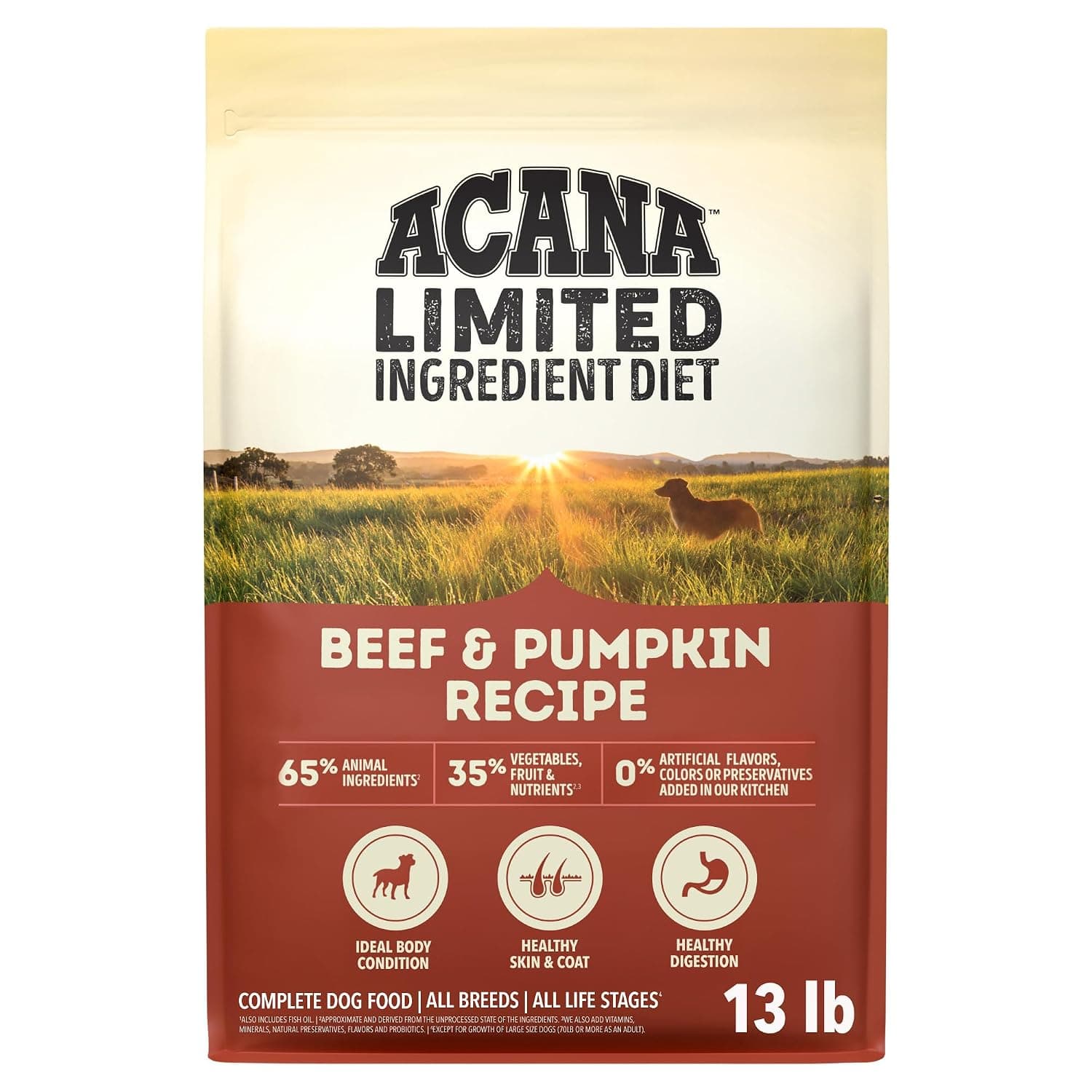 ACANA Singles Limited Ingredient Dry Dog Food, Beef & Pumpkin Recipe, Grain Free Beef Dry Dog Food, 13lb