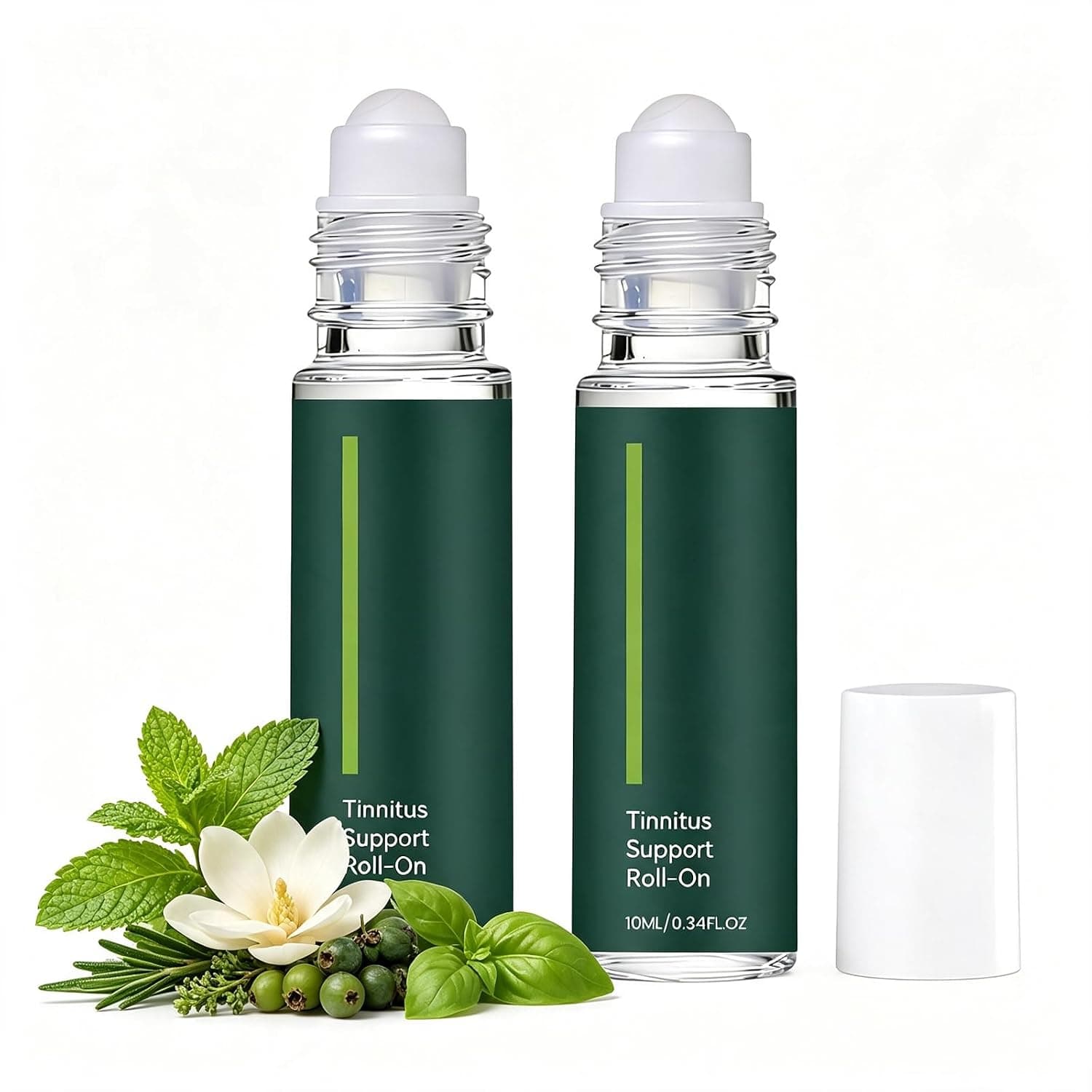 Tinnitus Support Roll-On, 10ml Natural Plant Essence Blend, Gentle Skin-Friendly Calming Essential Oil Roller, Portable Refreshing Light Texture, Easy Application for Ear Care