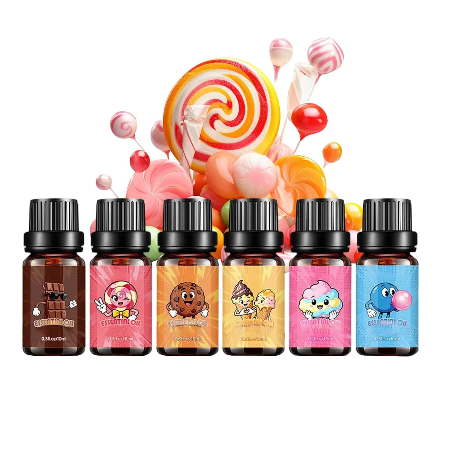 Oil for Diffuser 6 Pieces Candy Aromatherapy Set | Scented Oils for Men Lady Skin Room House Dating Party Soap Bath Ball