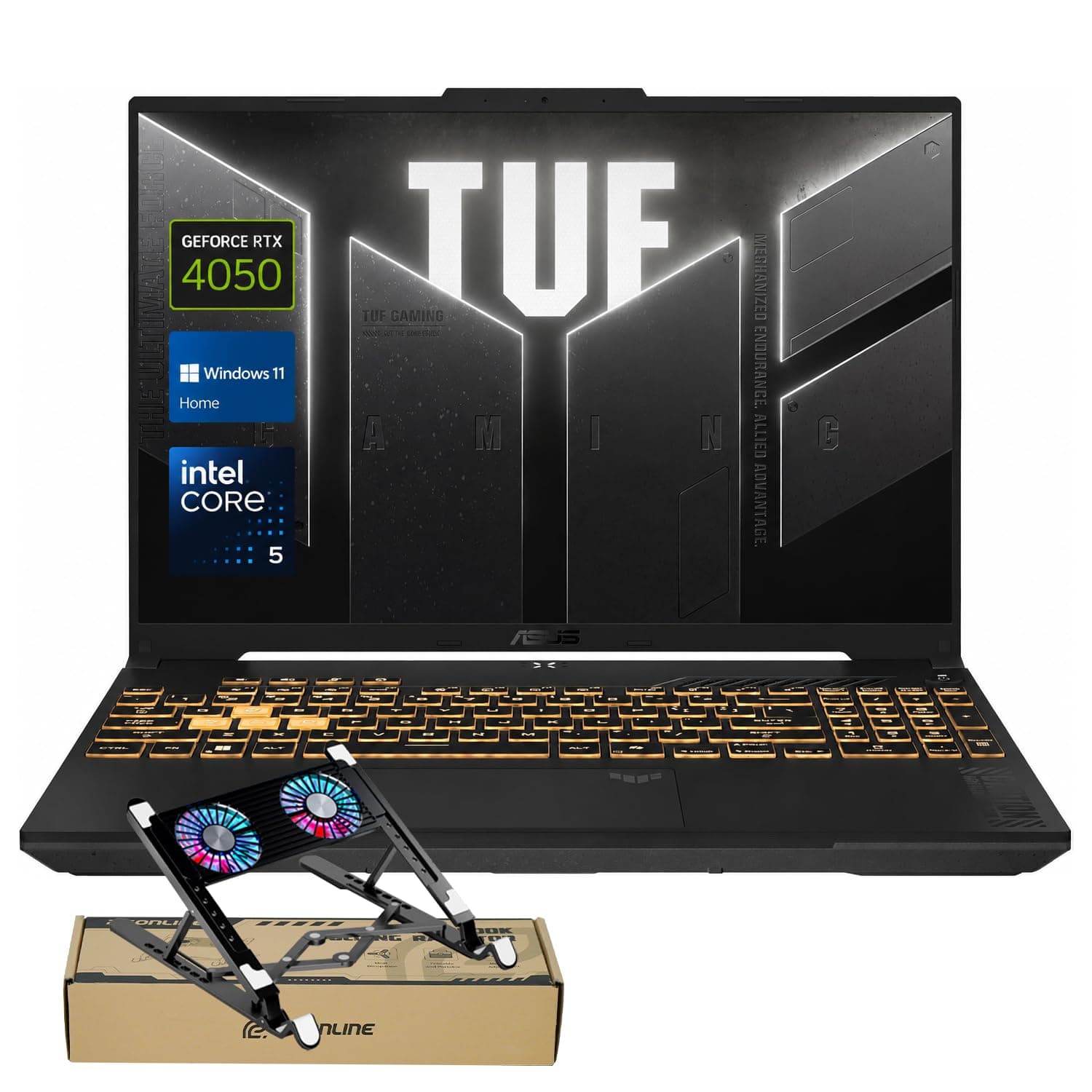 ASUS TUF F16 16" FHD+144Hz Intel Core 5 210H RTX 4050 Gaming Laptop | 16GB DDR5 RAM, 1TB SSD, RGB Backlit KB, Numeric Keypad, Ethernet, Windows 11 Home, Bundle with PCO Laptop Cooler