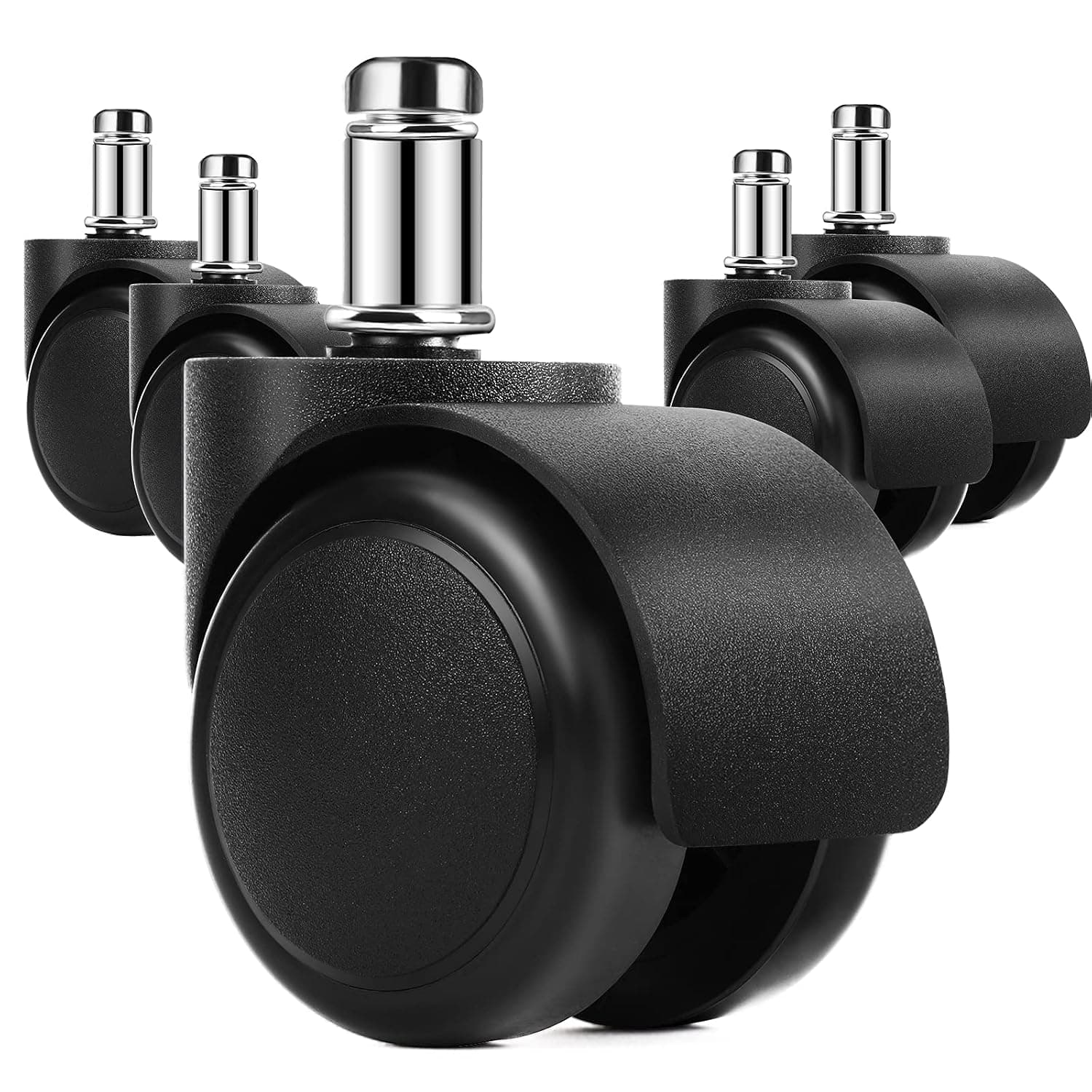 Office Chair Wheels Replacement, 5 Pcs Office Chair Caster Wheels with Soft Rubber Rollers, Quiet and Smooth Rubber Chair Casters for Hardwood Floors and Carpet (2 Inch)
