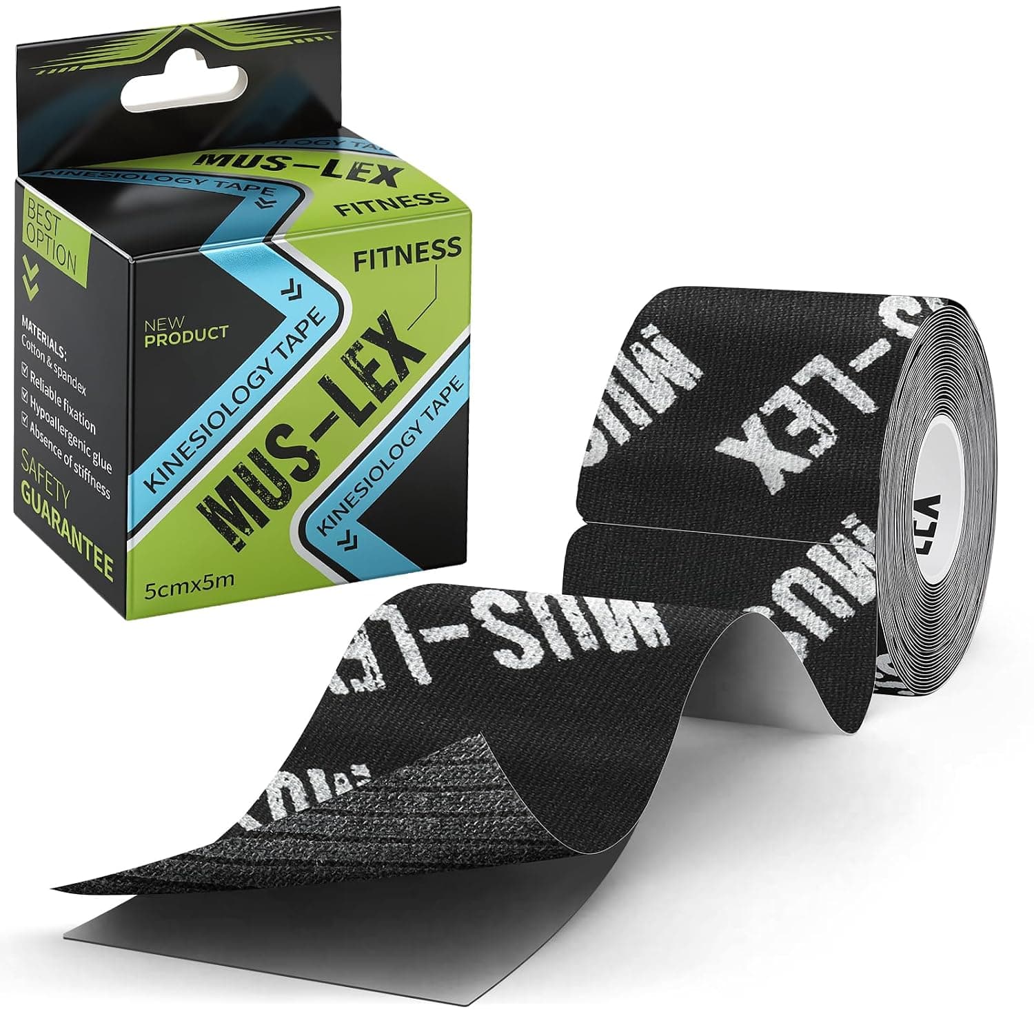 Kinesiology Tape: Waterproof Sports Tape to Relieve Pain and Give Muscle Support | Strong Adhesive, Breathable, Latex-Free, 5cm x 4.8m Roll | Sports and Recovery Tape