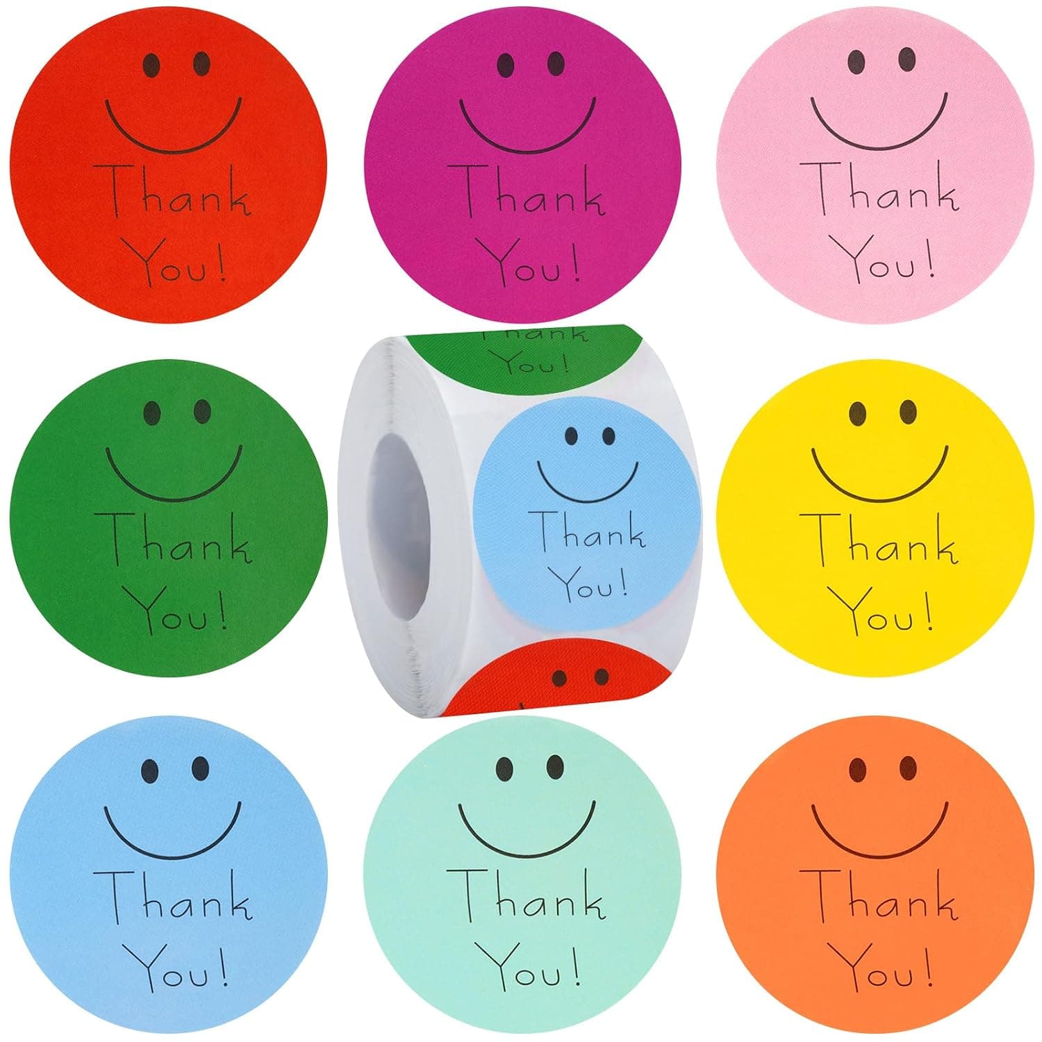 Anwyll Thank You Stickers, Smiley Face Thank You Stickers for Packaing Gift Wrapping Envelopes Cards