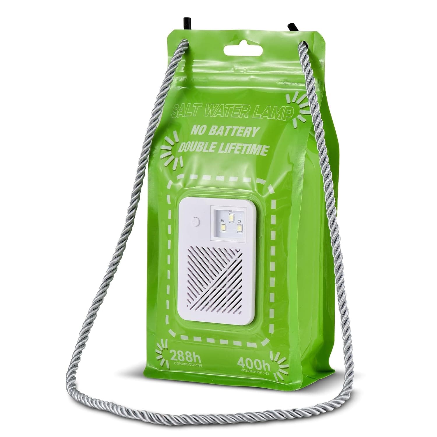 Pepisky Salt Water Lamp No Batteries 2 Light Modes Indoor Outdoor 400 Hours Water Lamp Light Bag Camping Essentials 3 LED 50 Lumen Reusable Emergency Survival Light with Carrying Lanyard