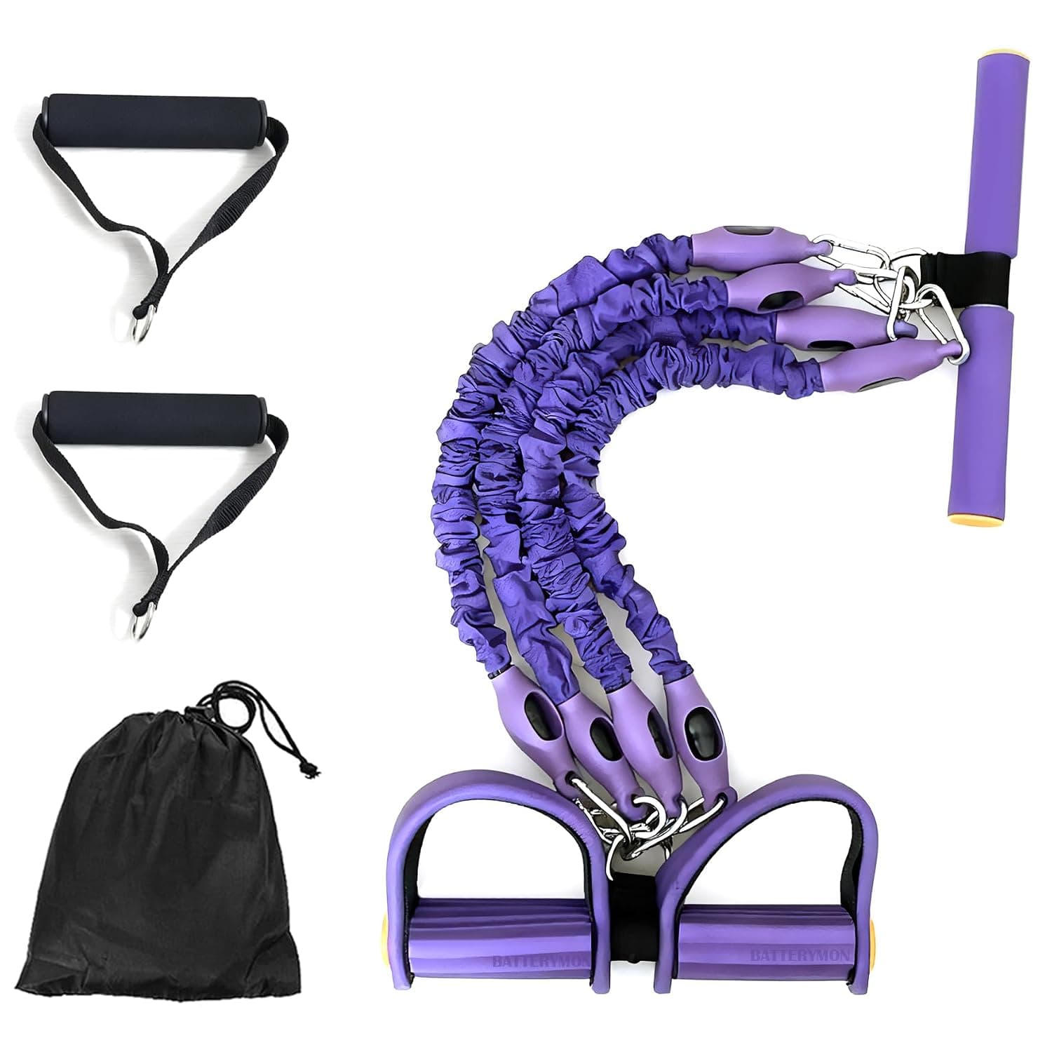 Pedal Resistance Band with Handle Situp Equipment, Multifunction Tension Exercise Rope Puller for Arm Leg Abs Back Biceps Waist Stomach Muscles Stretching Slimming Training Home Yoga Workout Fitness