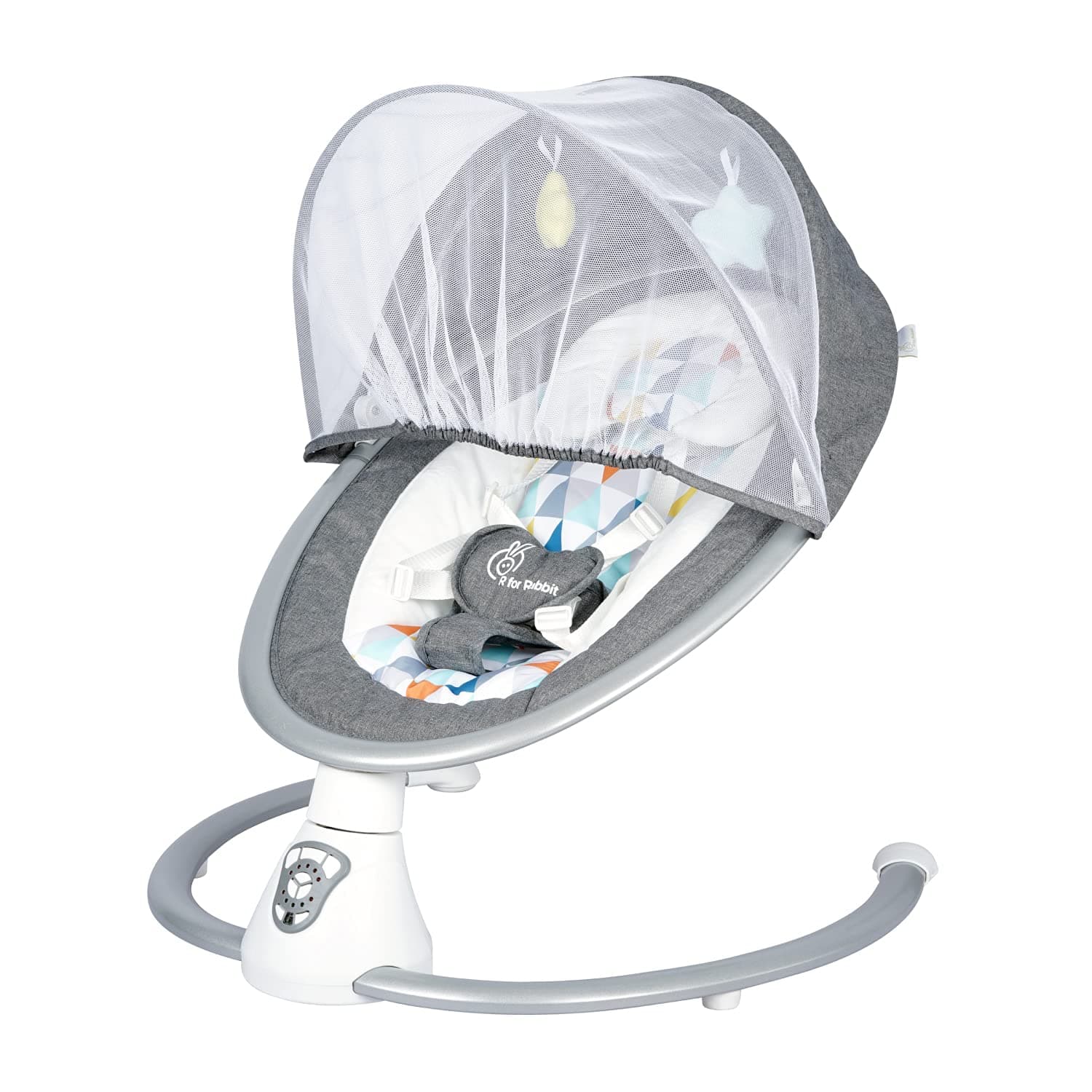 R for Rabbit Cocoon The Smart Auto Swing, Adjustable Rocking Chair with Music, Hanging Toys, Mosquito Net, Baby Bassinet With Remote Control, Electric Baby Bouncer seat For Newborn Baby, Infant (Grey)