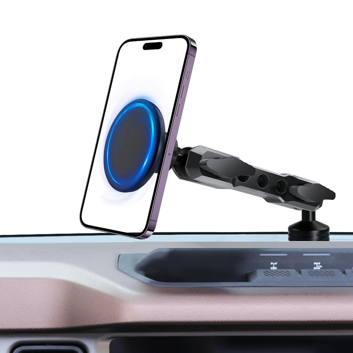 حامل موبايل مغناطيسي ماج سيف لسيارة فورد برونكو 2021 2022 2023 2024 2025 2/4 ابواب من ماج سيف، متوافق مع سلسلة ايفون 16 15 14 13 12، ملحقات فورد برونكو (ليس لبرونكو سبورت)