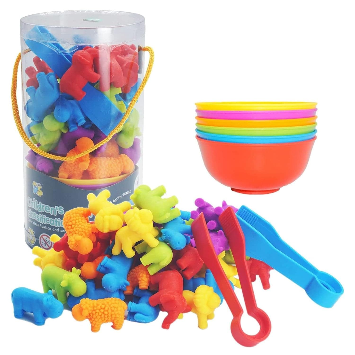 Joyzzz Counting Matching Game, Sorting Toys with Color Cups and Animal Counters, Preschool Educational Learning Set for Fine Motor Skills, Activity Toy for Toddlers Kids Ages 3+