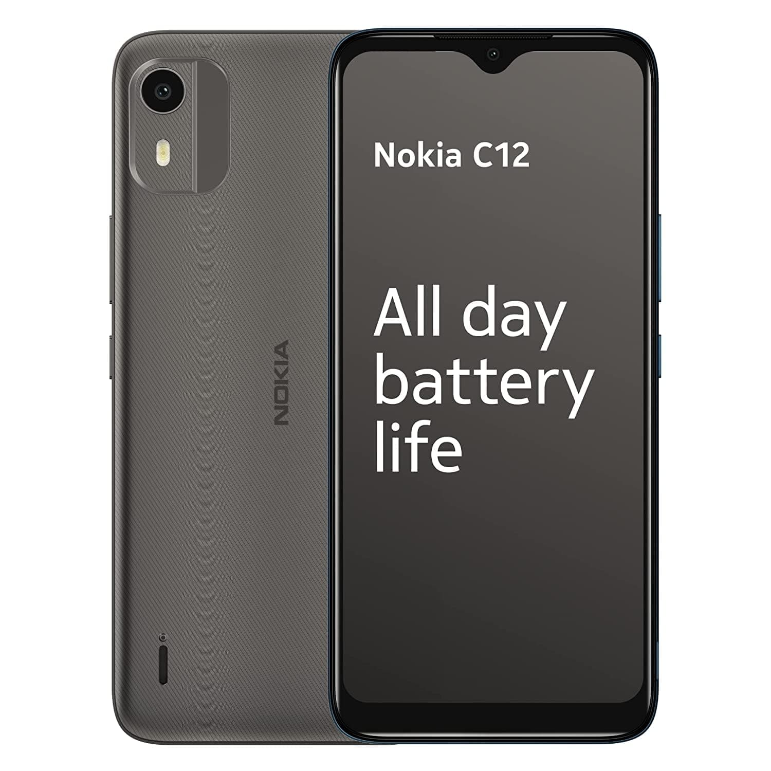 Nokia C12 Dual SIM 64GB ROM + 2GB RAM Factory Unlocked 4G/LTE Smartphone (Charcoal) - International Version