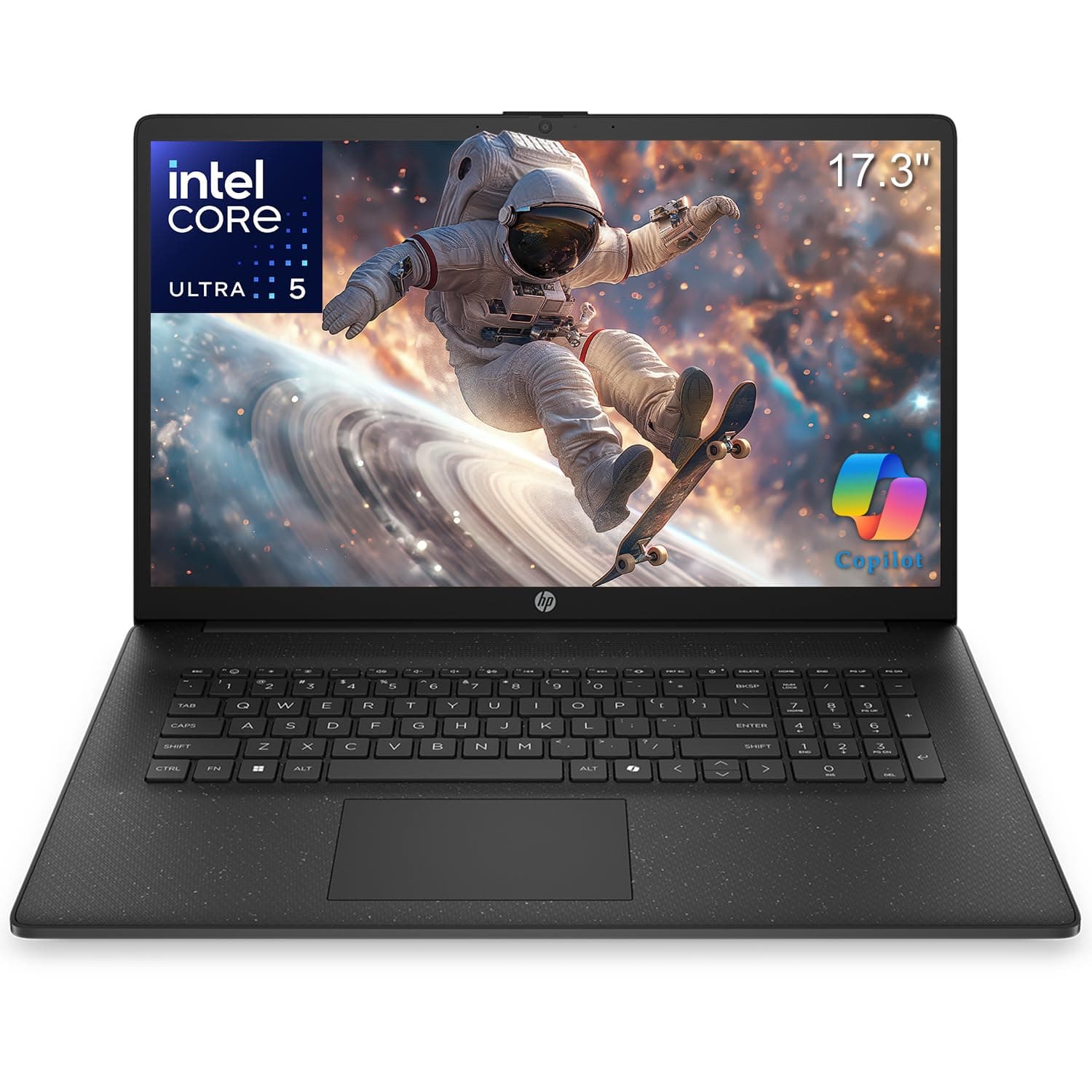 HP 17.3" AI Laptop, Intel Core Ultra 5 225U (12-Core, 4.8GHz), 32GB DDR5 RAM, 1TB SSD, HD+ Display, WiFi 6, Windows 11 Home, Copilot Key, Numeric Keypad | 12-Core 4.8GHz CPU, Fast charging, Ideal for professionals and students, WiFi 6, Numeric Keypad, Windows 11 Home