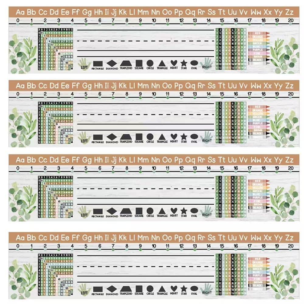 60 PCS Name Plate for Desk, Traditional Manuscript Student Name Tags for Classroom, 13 x 3.15 Inch Desk Nameplates with Alphabet, Number Line, Ruler, Addition Chart & Colors