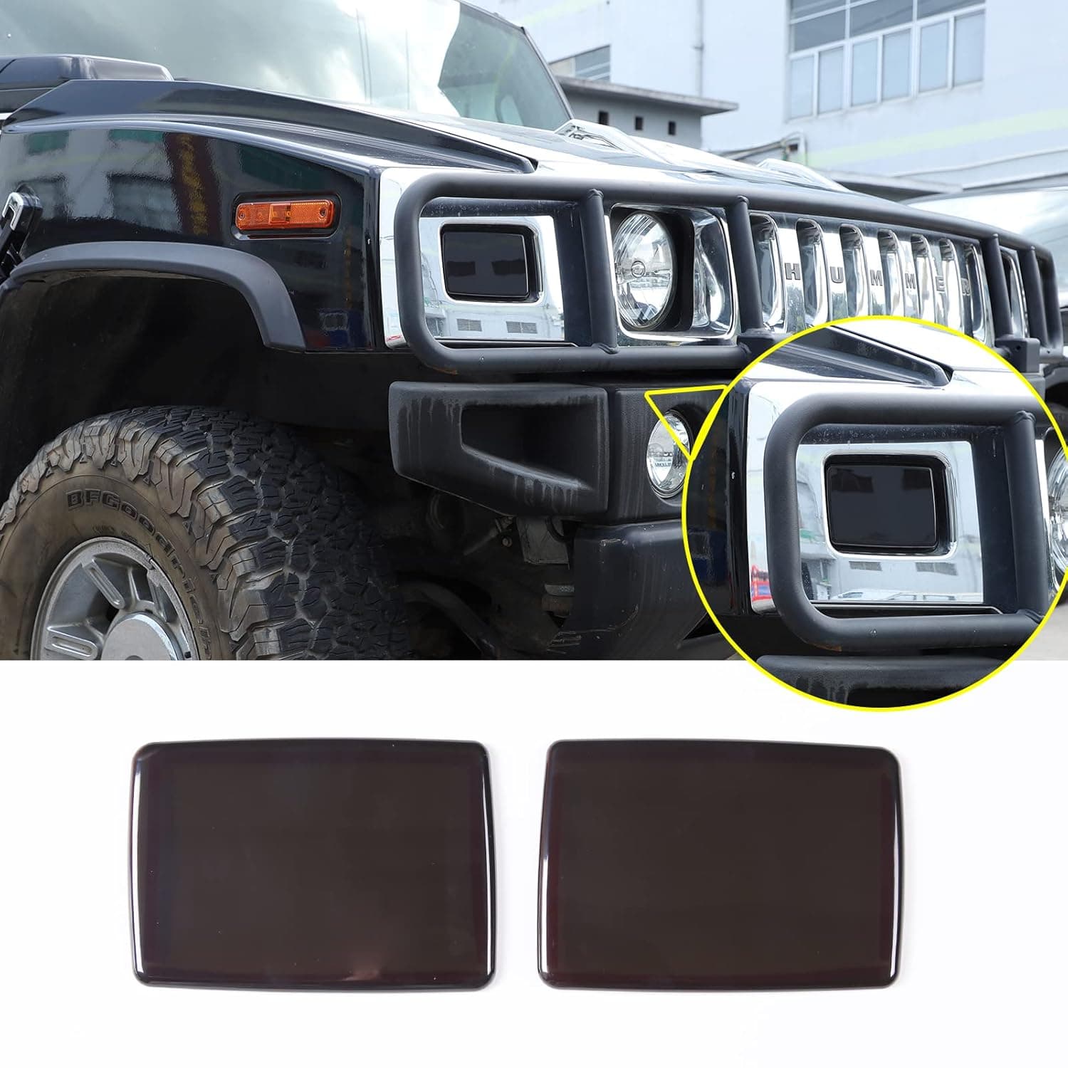 PIUGILH Front Turn Signal Light Lamp Cover Compatible with Hummer H2 2003-2009 Exterior Accessories, Smoked Black Turn Signal Light Guard Trim, 2Pcs
