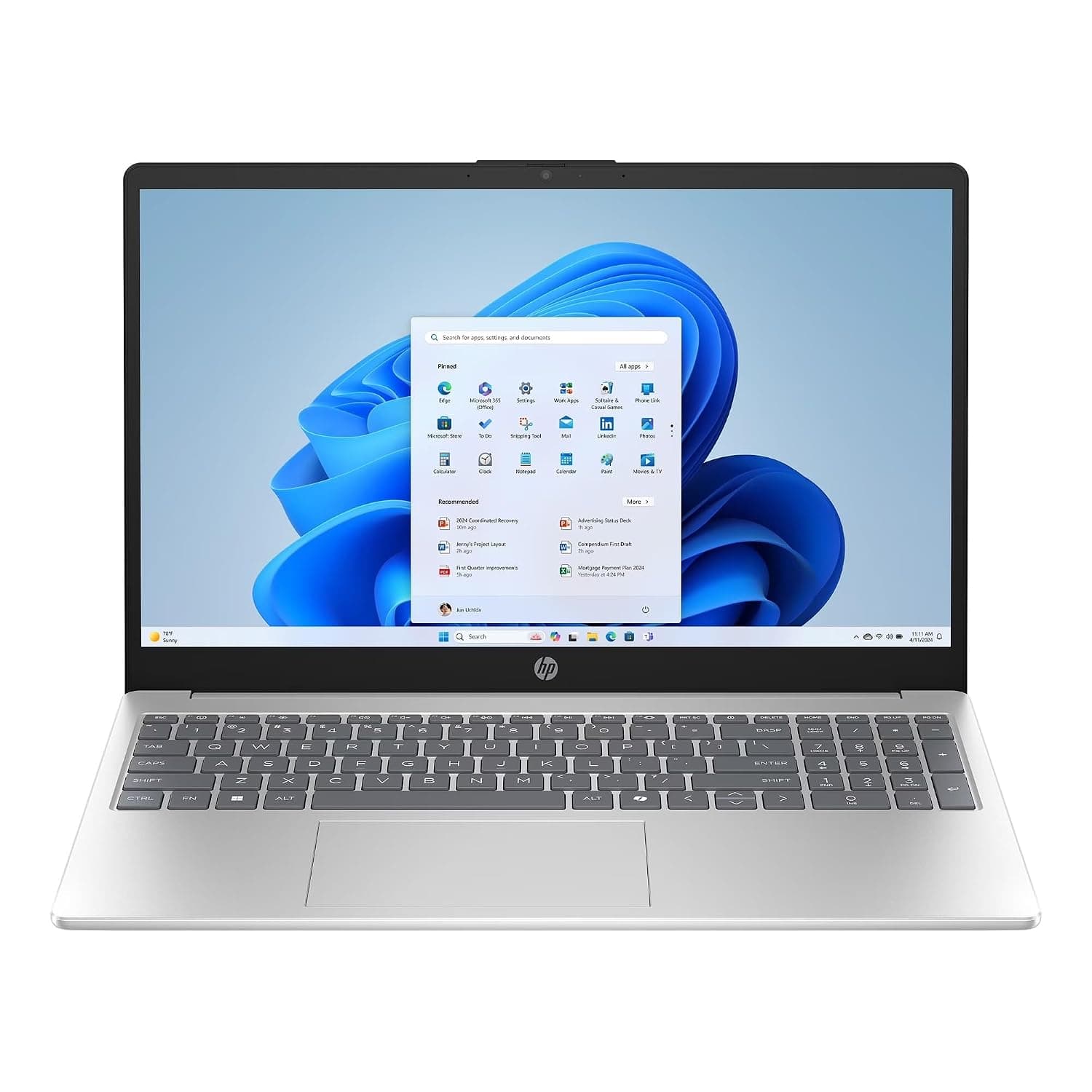 HP 15.6" FHD Laptop, Intel Core i3-1215U, 8GB RAM, 256GB SSD, Silver, Windows 11 Home, 15-dy5131wm