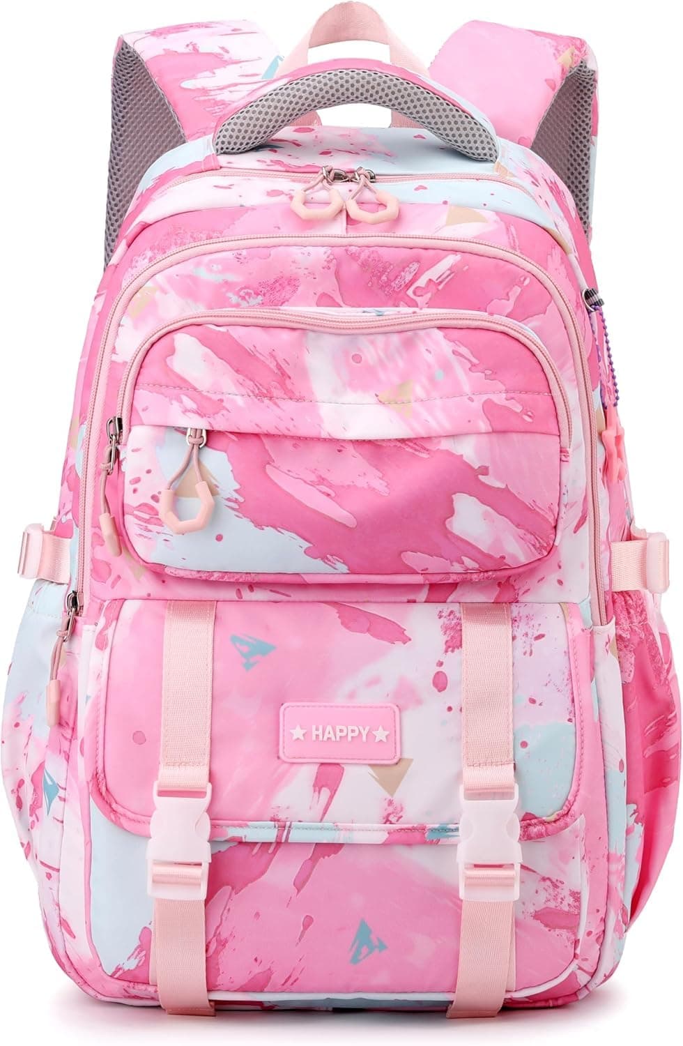 Pink Backpack for Girls, Multi-Pocket School Bag for Kids and Teens, Lightweight Bookbag for Elementary Students, Durable School Backpack for Daily Use