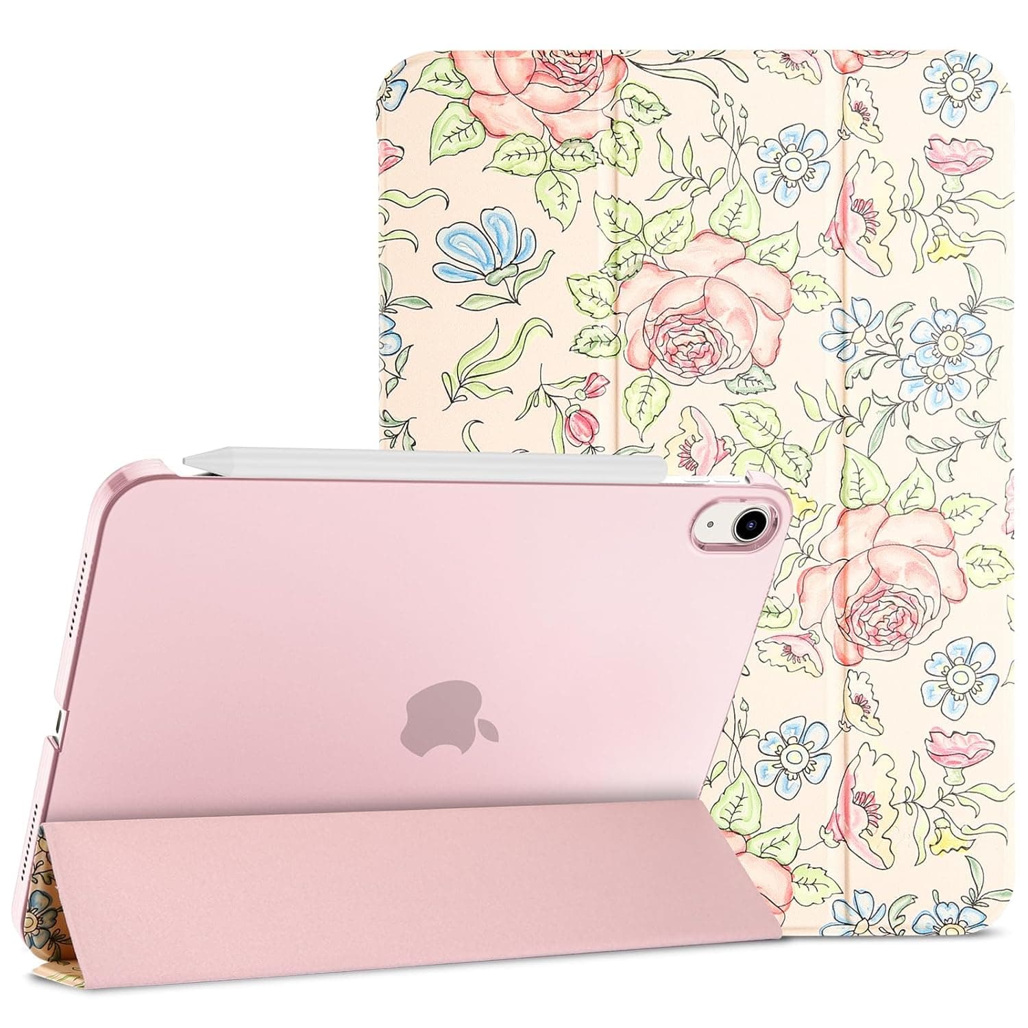 ProCase for iPad (A16) 11th Generation 11 Inch 2025/ iPad 10th Generation 10.9 Inch 2022 Case, Slim Smart Cover with Translucent Hard Shell Back, Supports Touch ID, Auto Wake/Sleep -Rose