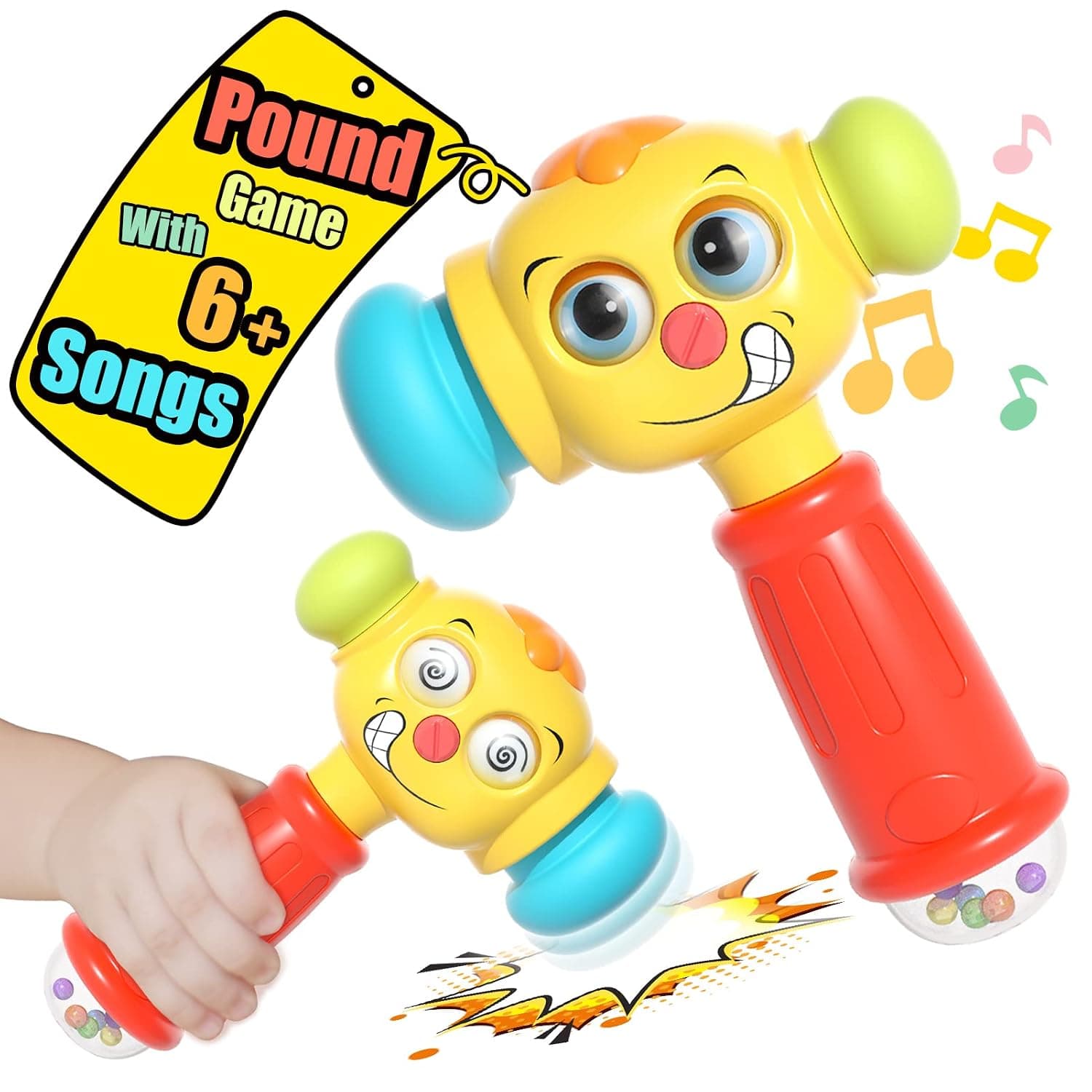 Baby Toys Lights Musical Baby Hammer Toy for 12 Months up Infant Toys Funny Changeable Eyes Hammer Toddler Toys for 1 2 3 Year Old Boys Girls