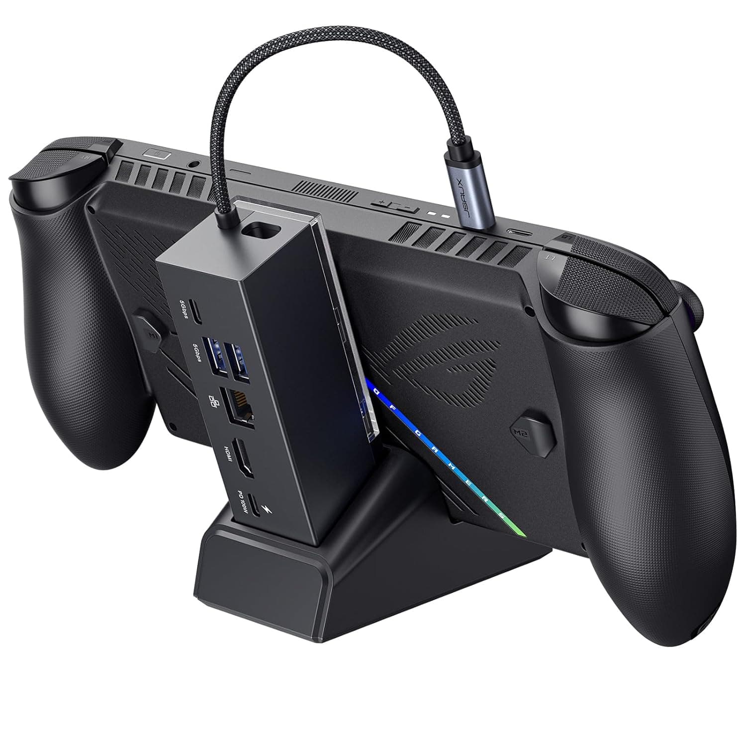 JSAUX Docking Station for ROG Xbox Ally X (2025)/ROG Ally X/ROG Ally/Steam Deck/Legion Go/Legion Go S, 6-in-1 Dock with HDMI 4K@120Hz, Gigabit Ethernet, USB A & USB C 3.2 Gen 1, 100W Charging - HB0609