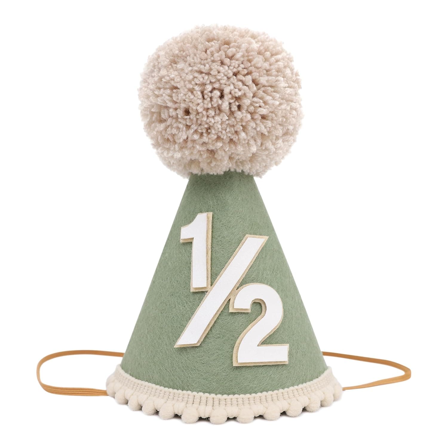 Half Birthday Hat - Baby Cone Hat for 6 Months, Party Outfit Decorations for Girls/Boys (Green)
