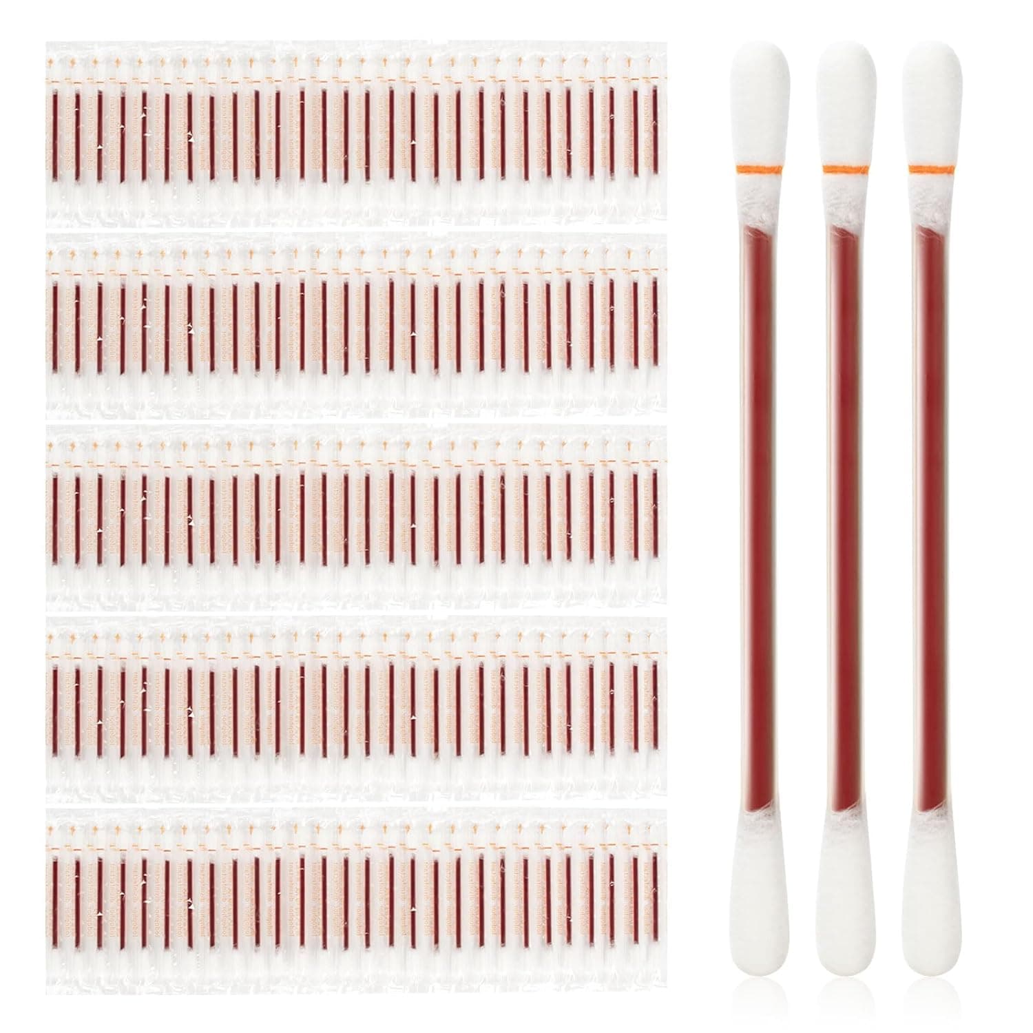 Iodine Swabs Individually Wrapped Disposable Povidone Iodine Swabsticks, Medical Iodophor Cotton Buds Solution Filled Bulk Nasal Ears Qtips for Wound Care Travel Outdoor Home First Aid Kit 100 Count