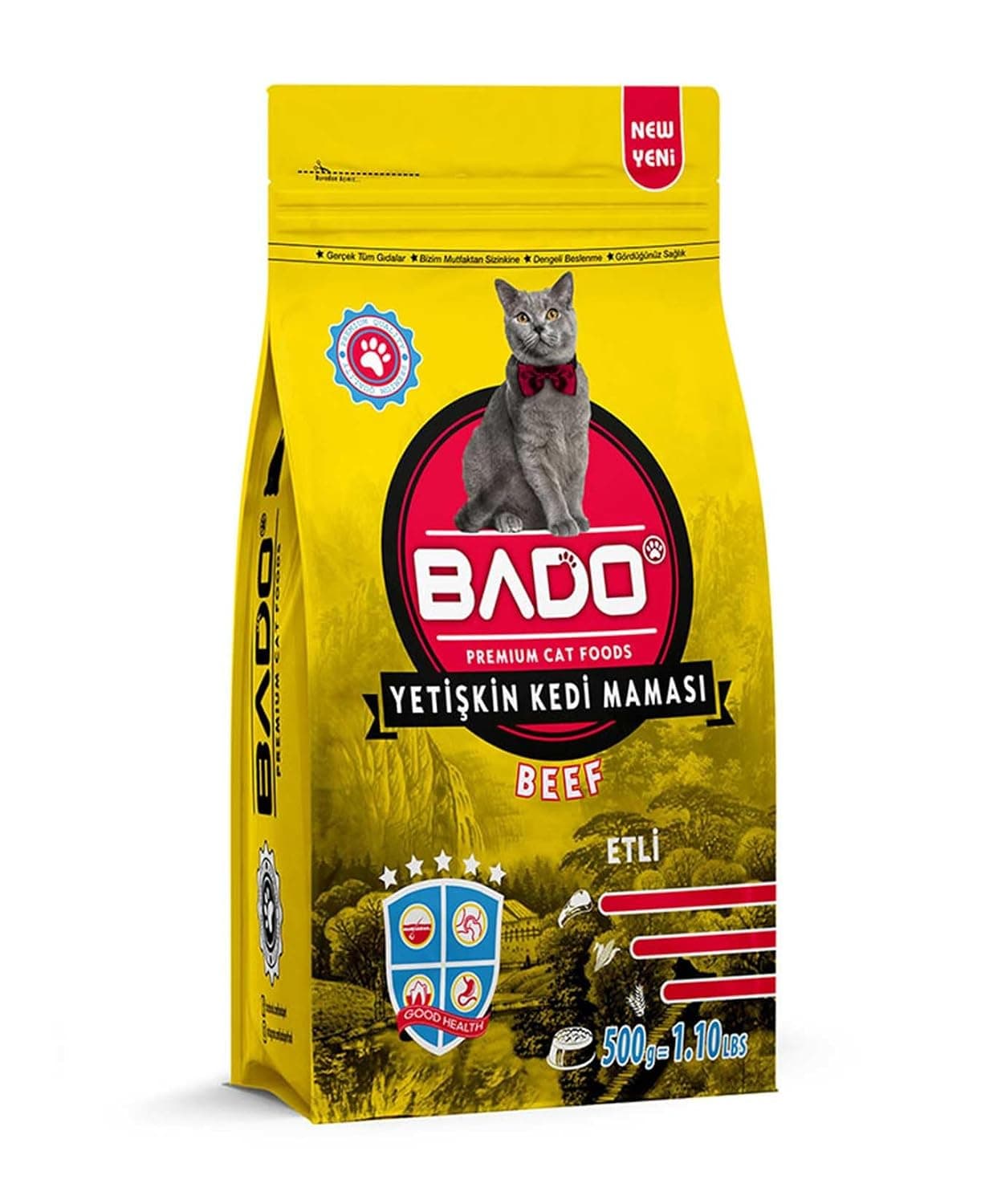 Bado Adult Dry Cat Food – Beef Flavor – High Protein, Taurine-Enriched, Digestive Support Formula – 500g Bag