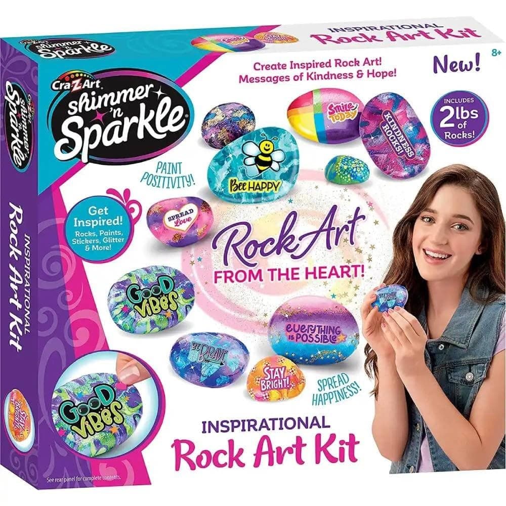 Cra-Z-Art Shimmer & Sparkle Rock Painting Kit for Kids, Arts and Crafts for Girls & Boys, DIY Art Rocks Activity, Includes Rocks, Paints, Glitters, Stickers, Create your own Style, Age 8+ - 65520