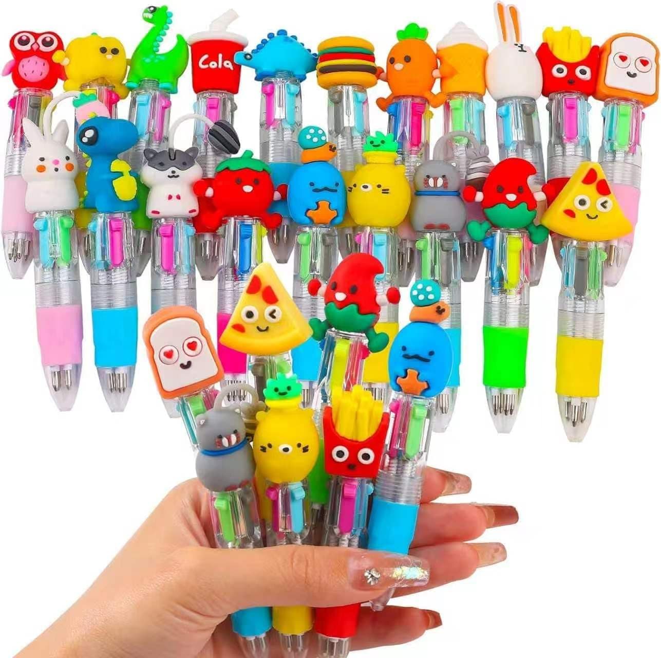 Mini Multicolor Pen in One,4-in-1 Cute Pens for Kids,20 Pcs Ballpoint Pens for Children Birthday Party,Fun Gifts Assorted Lnk Kawaii Pens for Classroom Prize,Office School Supplies (Multicolored)