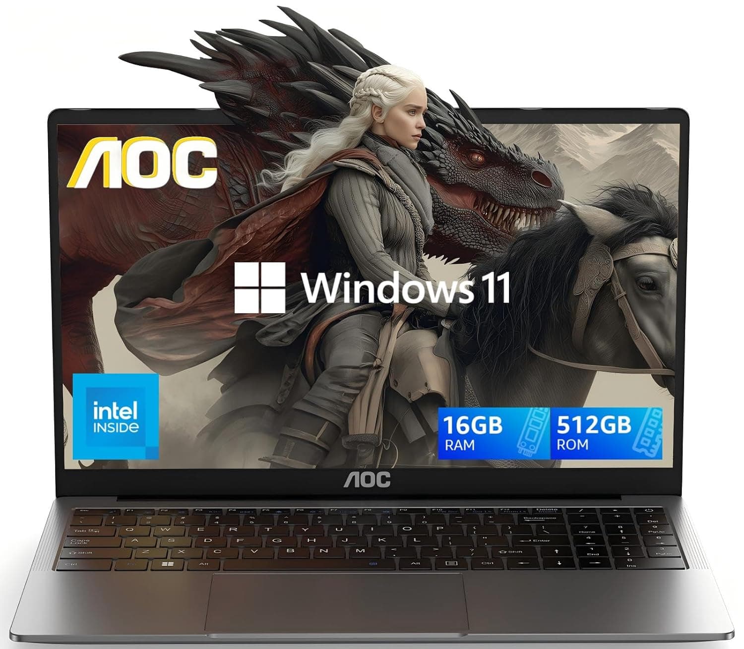 AOC Laptop Computer 16GB RAM 512GB SSD Laptops 15.6 Inch FHD Screen Premium Laptop with Intel N95 Processor(Up to 3.4GHz) Windows 11 Laptop Computer, Light&Thin, Metal Shell, Webcam, Type-C, USB3.2