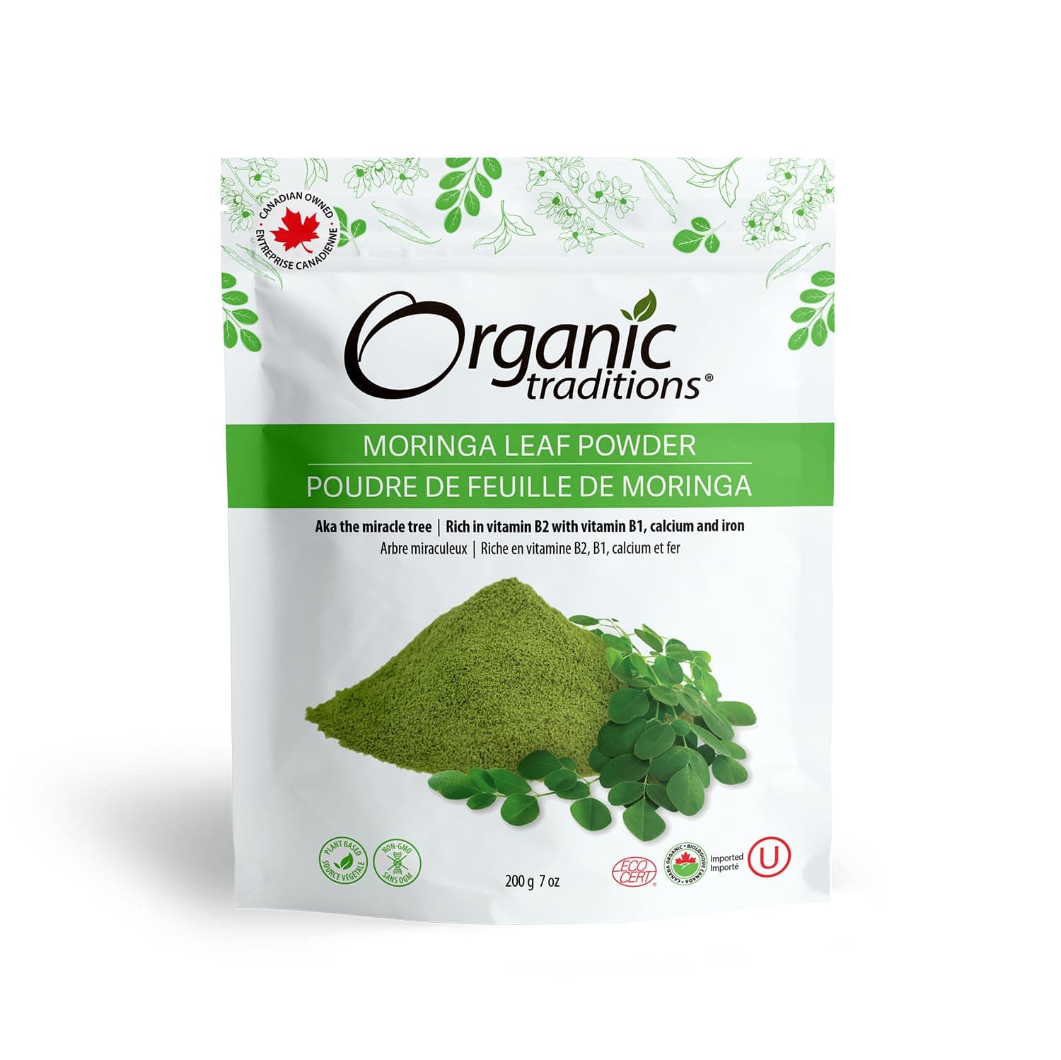 Organic Traditions Moringa Leaf Powder | 200 g | Rich in Vitamin B2, B1, Calcium, and Iron | USDA Organic