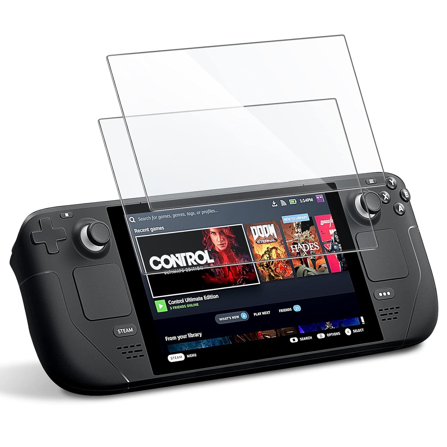 واقي شاشة من جيتك لجهاز ستيم ديك 7 بوصة مصنوع من الزجاج المتمبر قطعتين مقاوم للخدش وشفاف