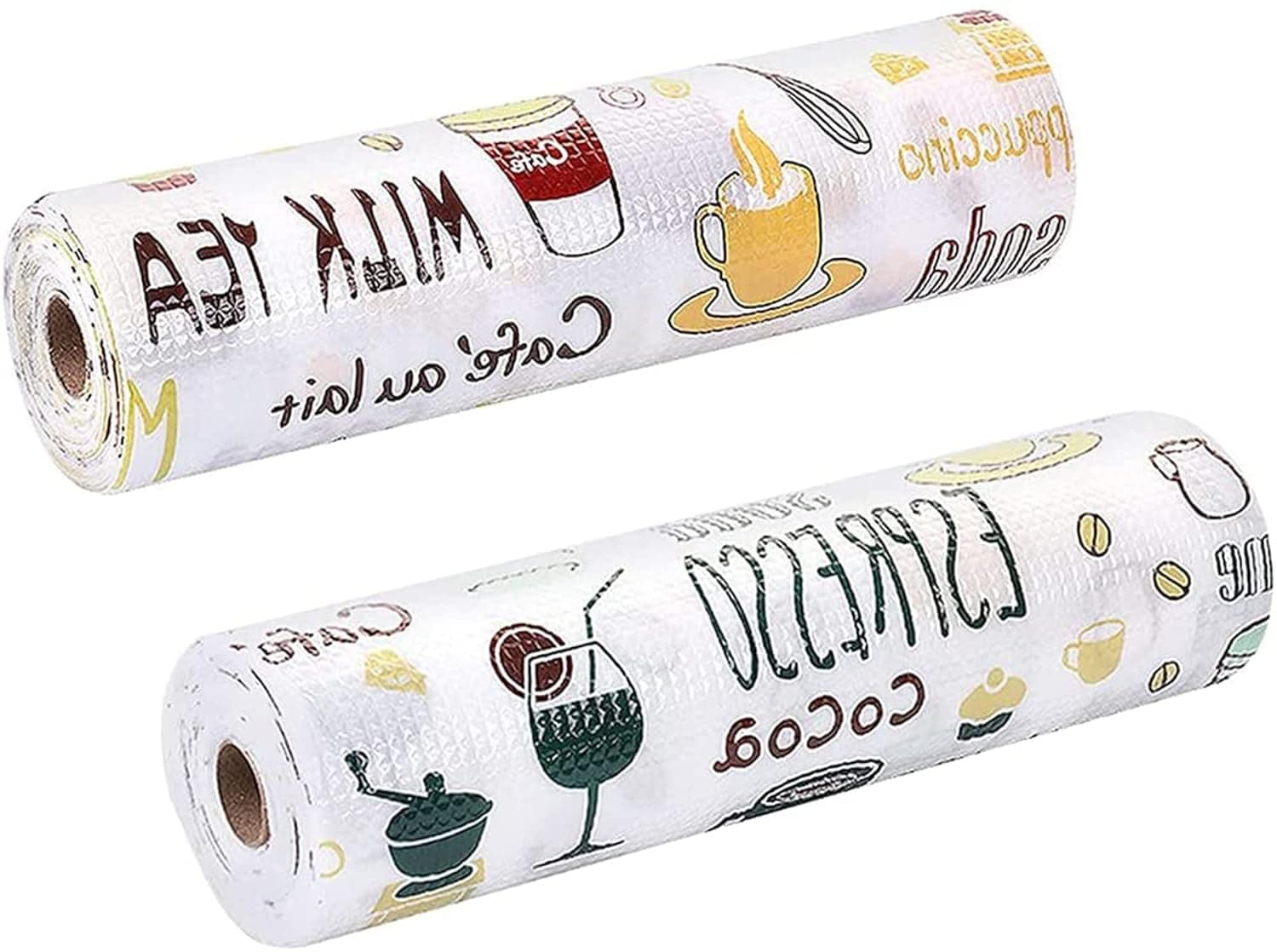 بطانة مطبخ غير قابلة للانزلاق مقاومة للماء والغبار بنمط أدوات مائدة لطيف للأدراج والرفوف والخزائن والثلاجة والمكاتب من اليكدون، 2 لفة مقاس 30 سم × 3 متر