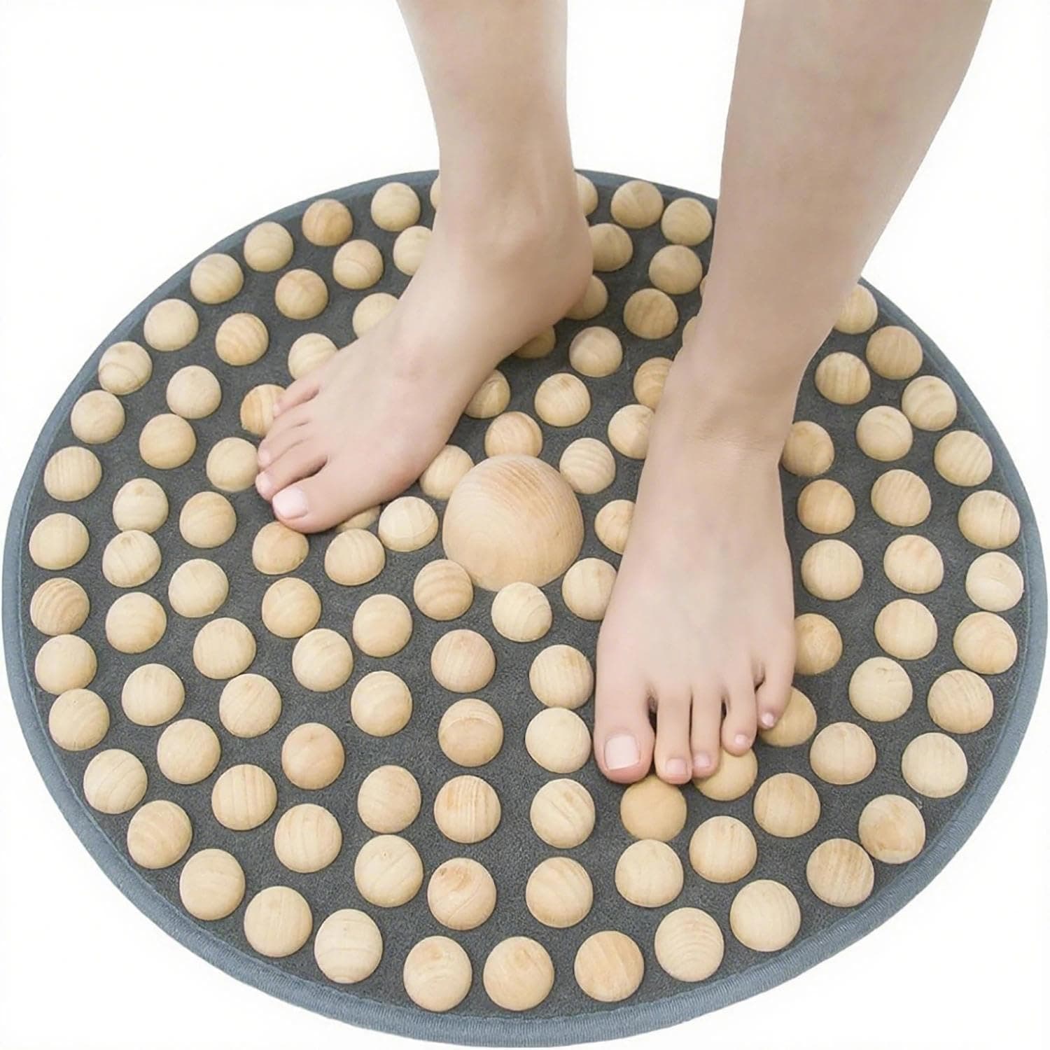 Angju Wood Foot Acupressure Mat - Ergonomic Foot Massager Mat for Feet Relaxation, Wood Massage Tool -Foldable Pressure Point Pad for Foot Pain Relief
