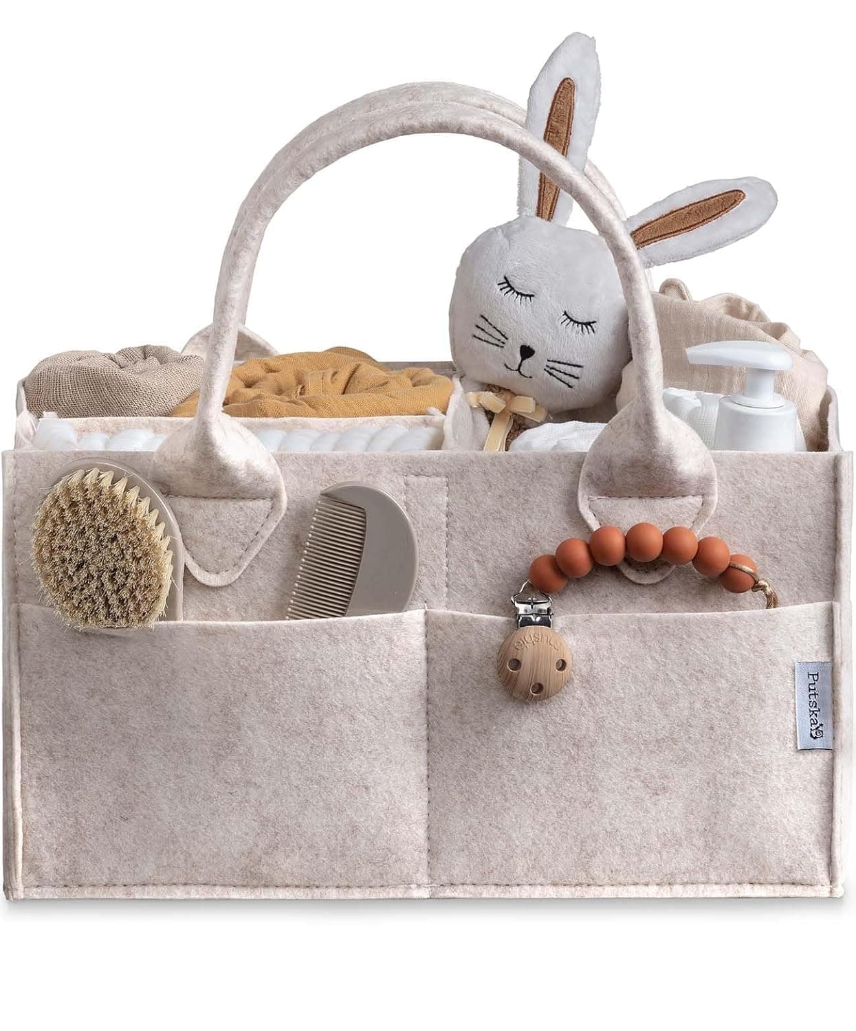 PUTSKA Baby Diaper Caddy Organizer - Nursery Storage Basket for Diaper Station, Baby Basket Shower Gift List and Registry Must-Have, Newborn Essentials, Nursery Decor for Boy or Girl-Mocha,Extra Large