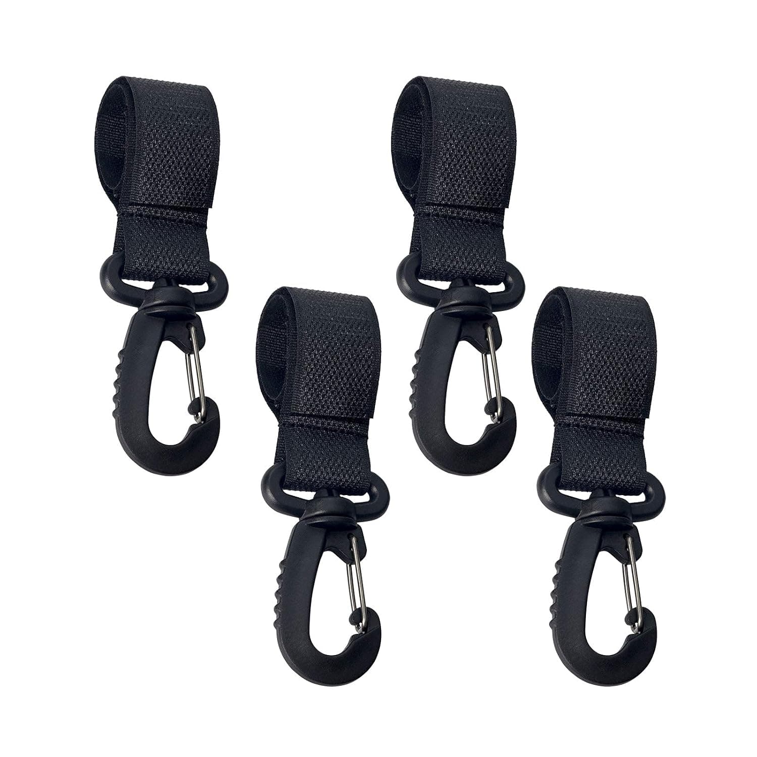 4Pcs ABS Stroller Hooks, Stroller Organizer Hook Clip, Convenient Stroller Accessories Mommy Bag Hooks for Hanging Diaper Bags Purse 360-degree Rotation Not Easy to Fall off (Black)